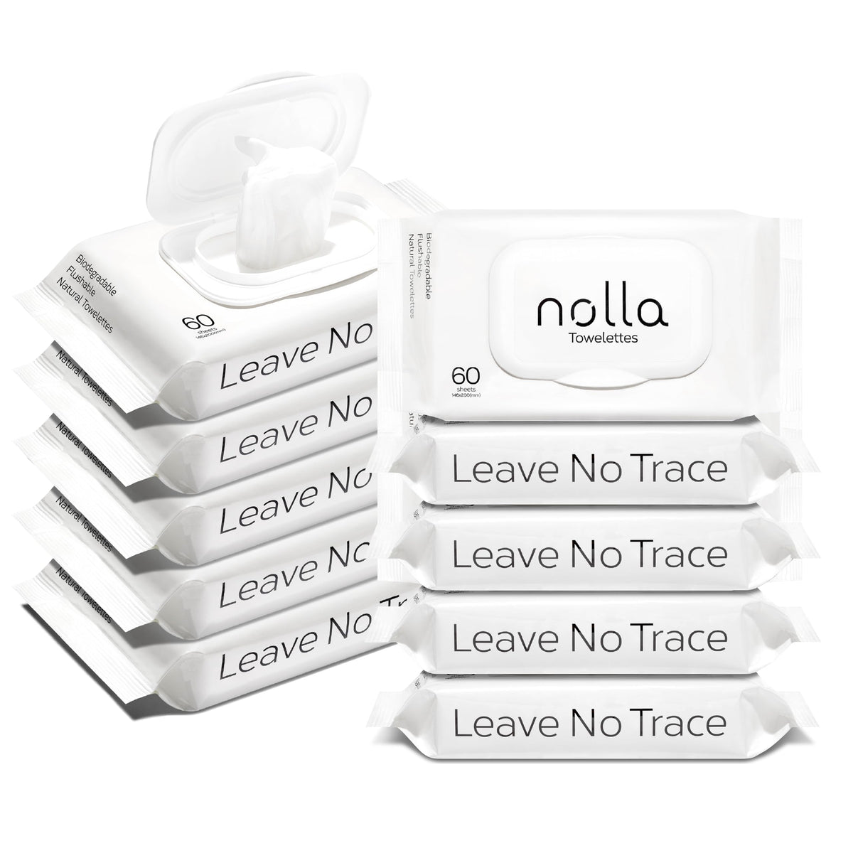 Nolla Flushable Wipes - Plant-Based Biodegradable Wet Wipes