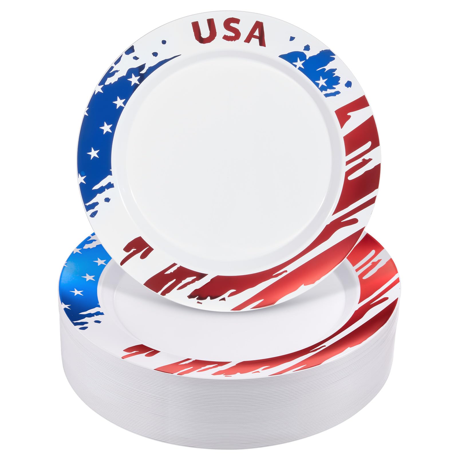 BESTVIP 10.25 Inch Disposable Plastic Plates with Rim