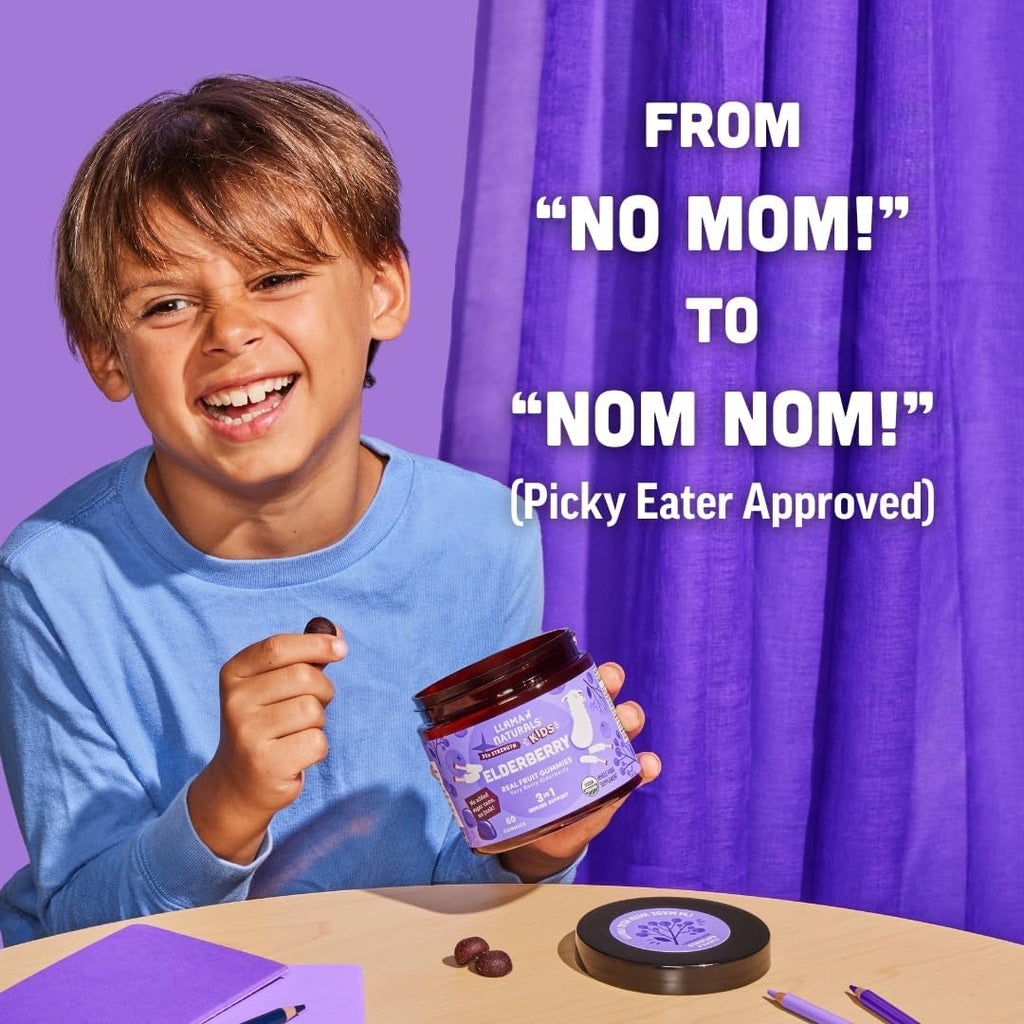 Llama Naturals Elderberry Gummies for Kids - Vegan Immune Support

