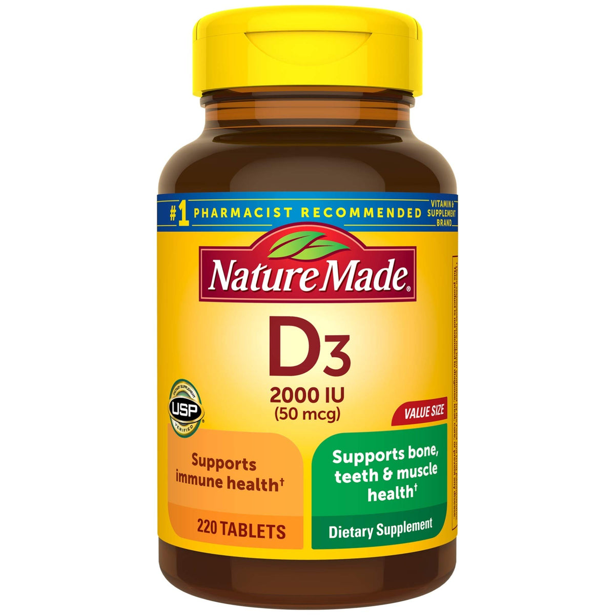 Nature Made Vitamin D3 2000 IU Tablets Immune & Bone Health