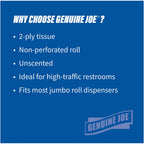 Genuine Joe Jumbo Roll Bath Tissue - Two-Ply White Recycled

