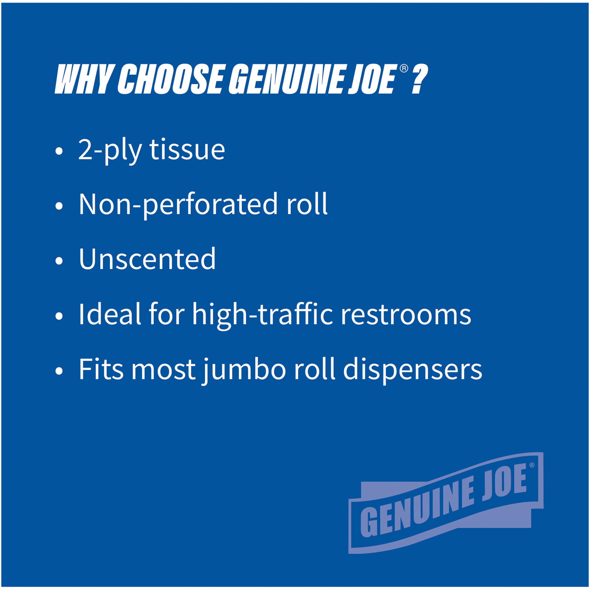Genuine Joe Jumbo Roll Bath Tissue - Two-Ply White Recycled

