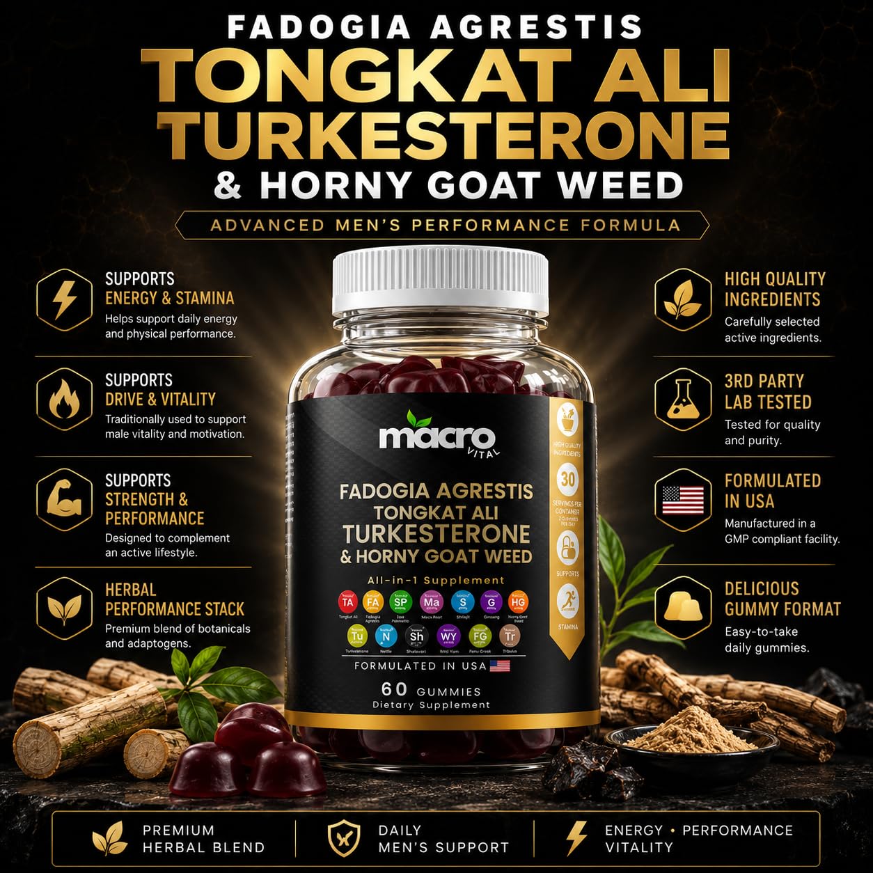 Macro Vital Testosterone Booster Gummies for Men

