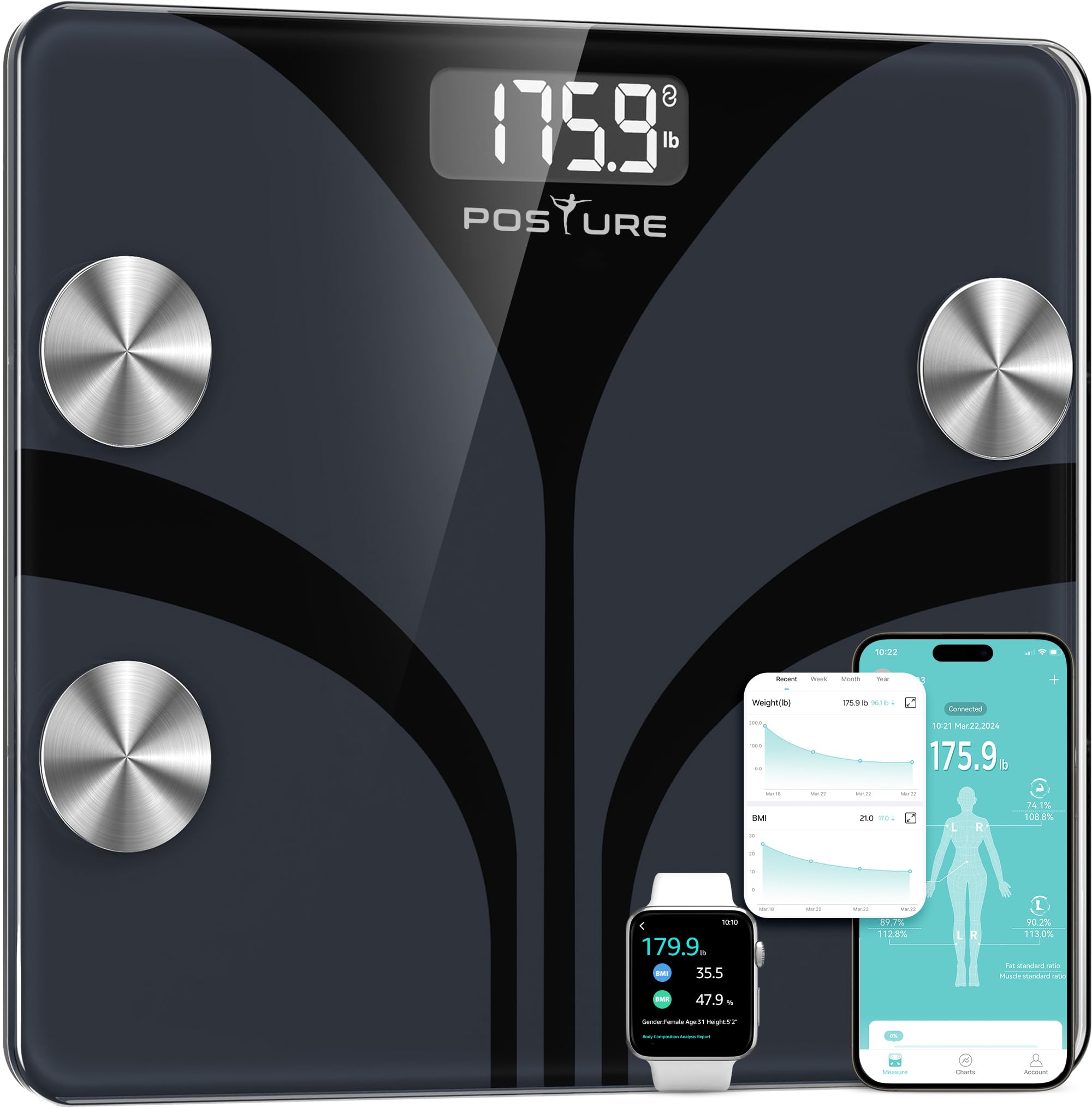 Posture Weight Smart Scale with Body Composition & App Sync

