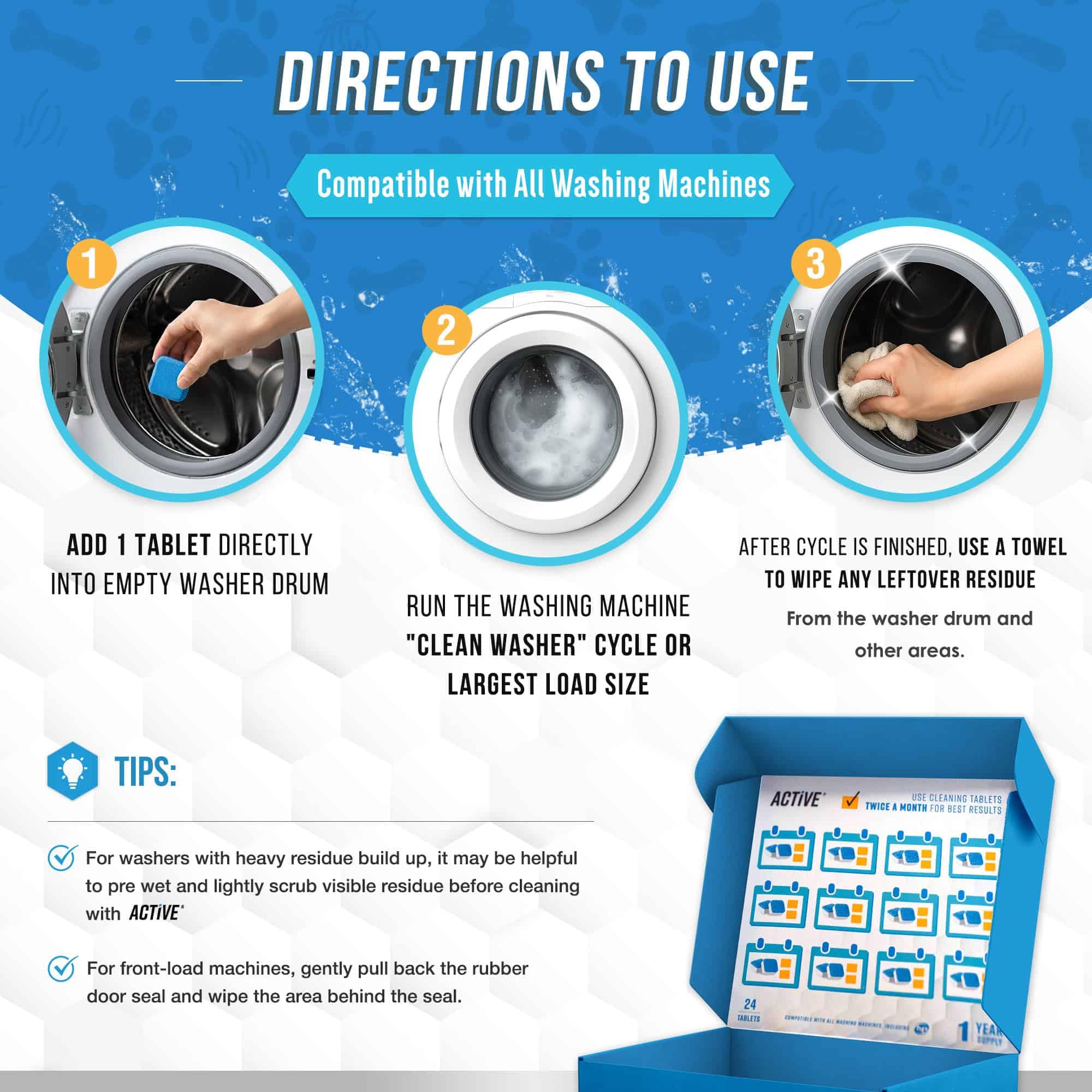ACTIVE Pet Hair Washing Machine Cleaner with Enzymes

