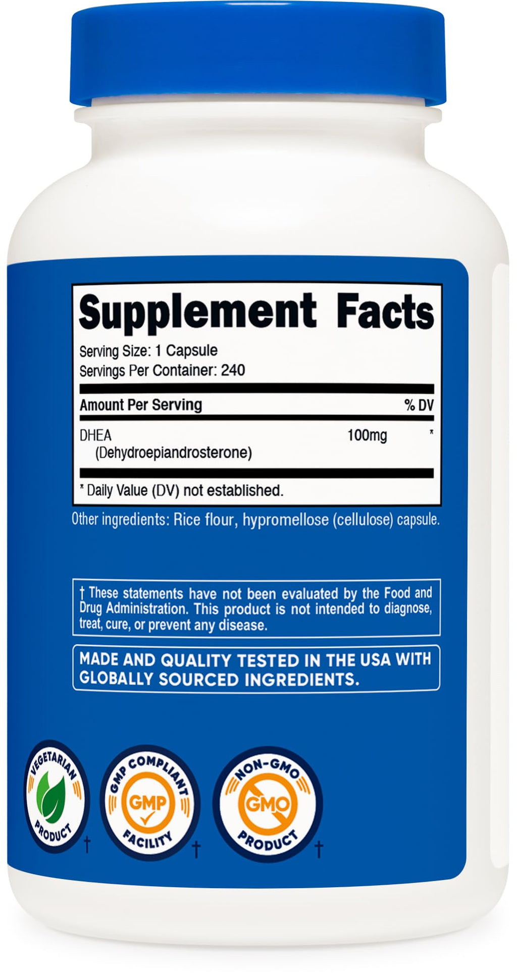 Nutricost DHEA 100mg Supplement - Gluten Free

