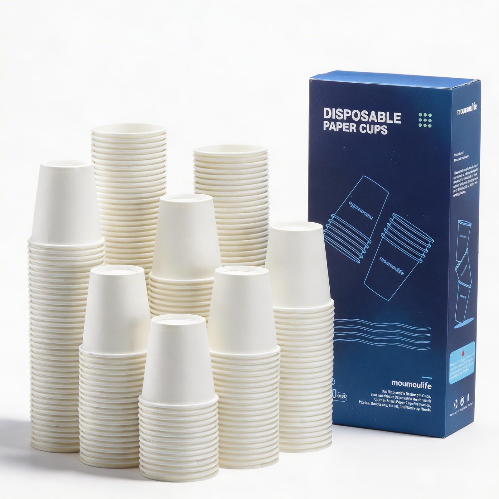 MOUMOULIFE Disposable Paper Cups – Leak-Proof & Recyclable