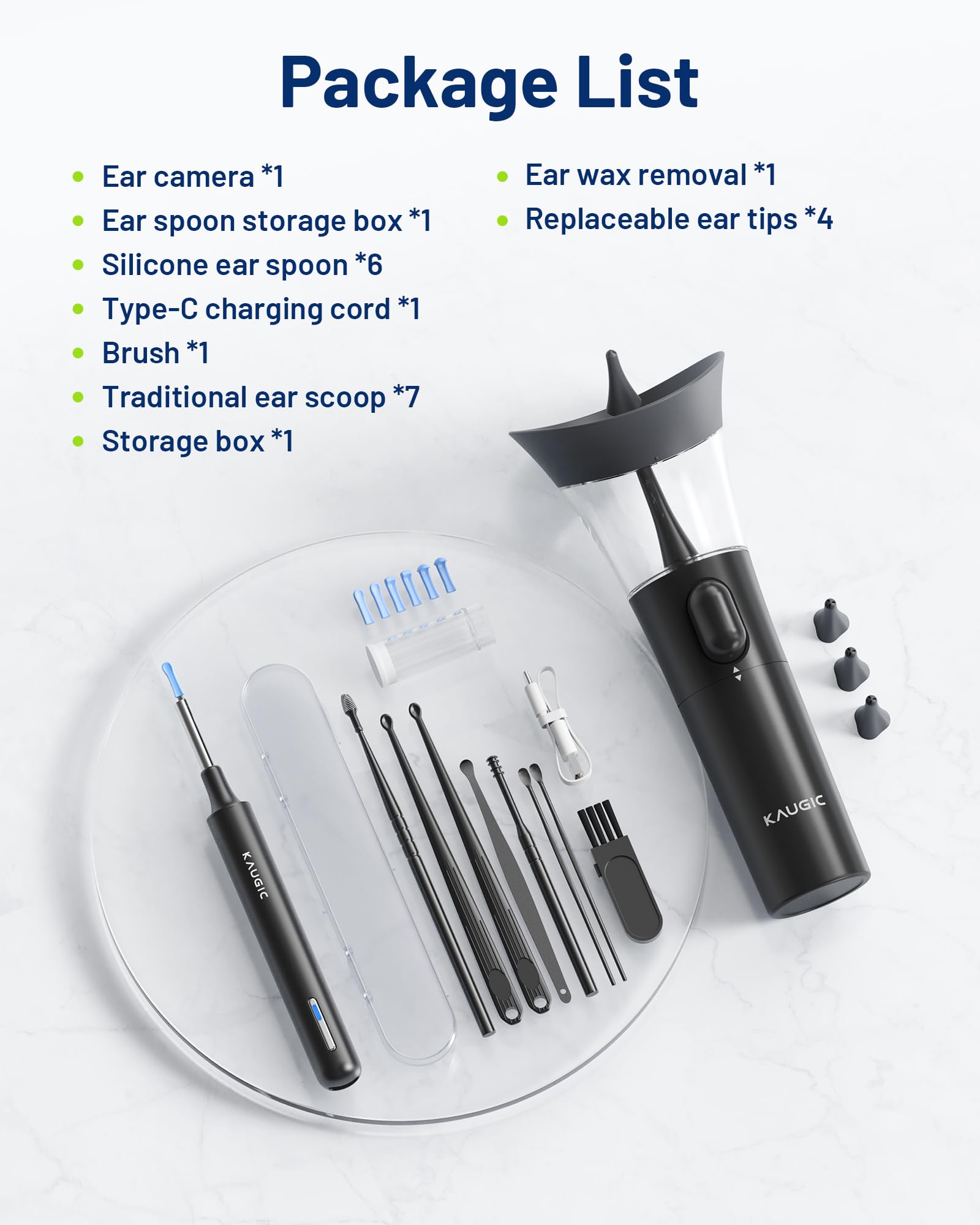 KAUGIC Ear Wax Removal with Camera One-Hand Ear Cleaner


