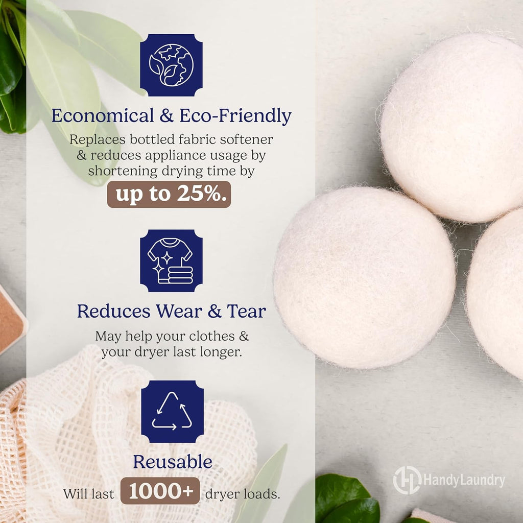 Handy Laundry Wool Dryer Balls - Natural Fabric Softener


