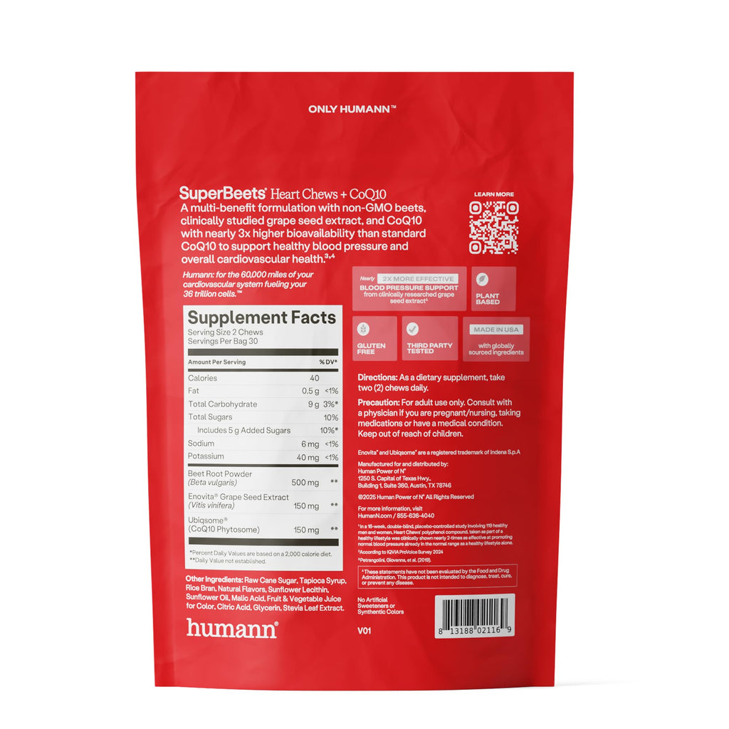 HumanN SuperBeets Triple-action Heart Chews with CoQ10

