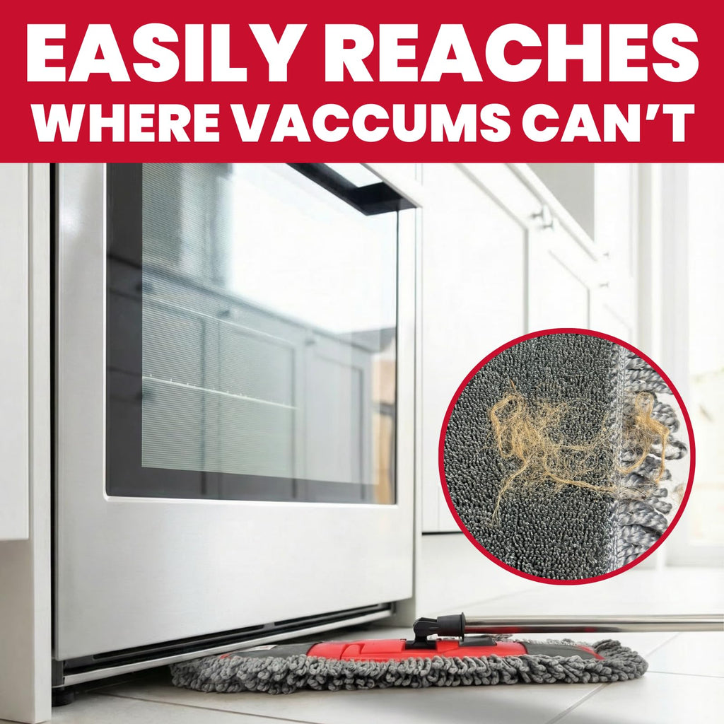 Floor Mop with Reusable Pads and Extended Reach

