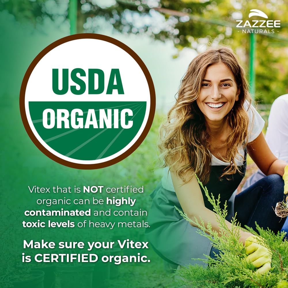 Zazzee USDA Organic Vitex Extract for Hormonal Balance

