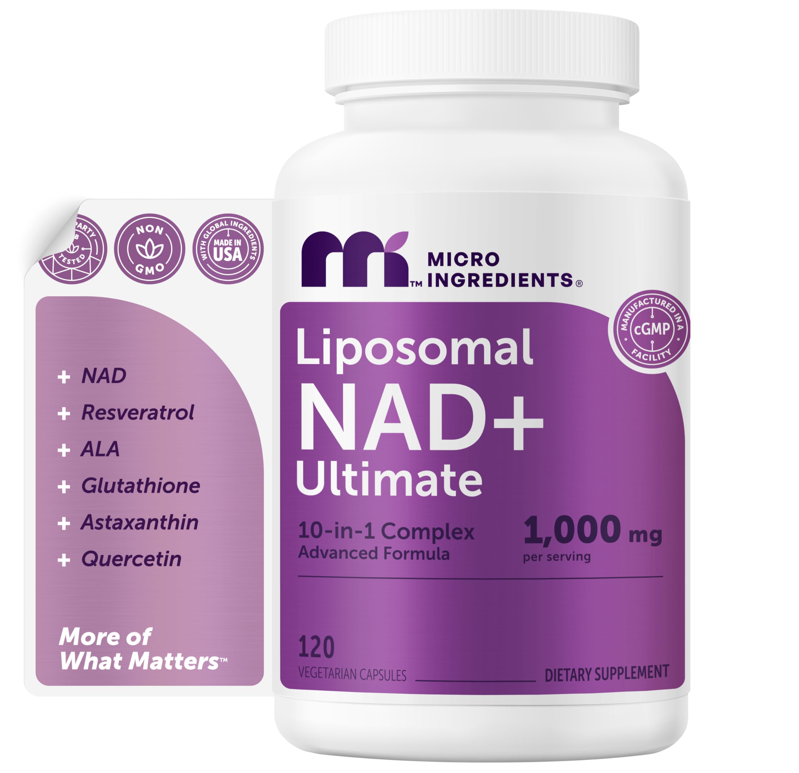Micro Ingredients Liposomal NAD+ Complex NMN Pathway