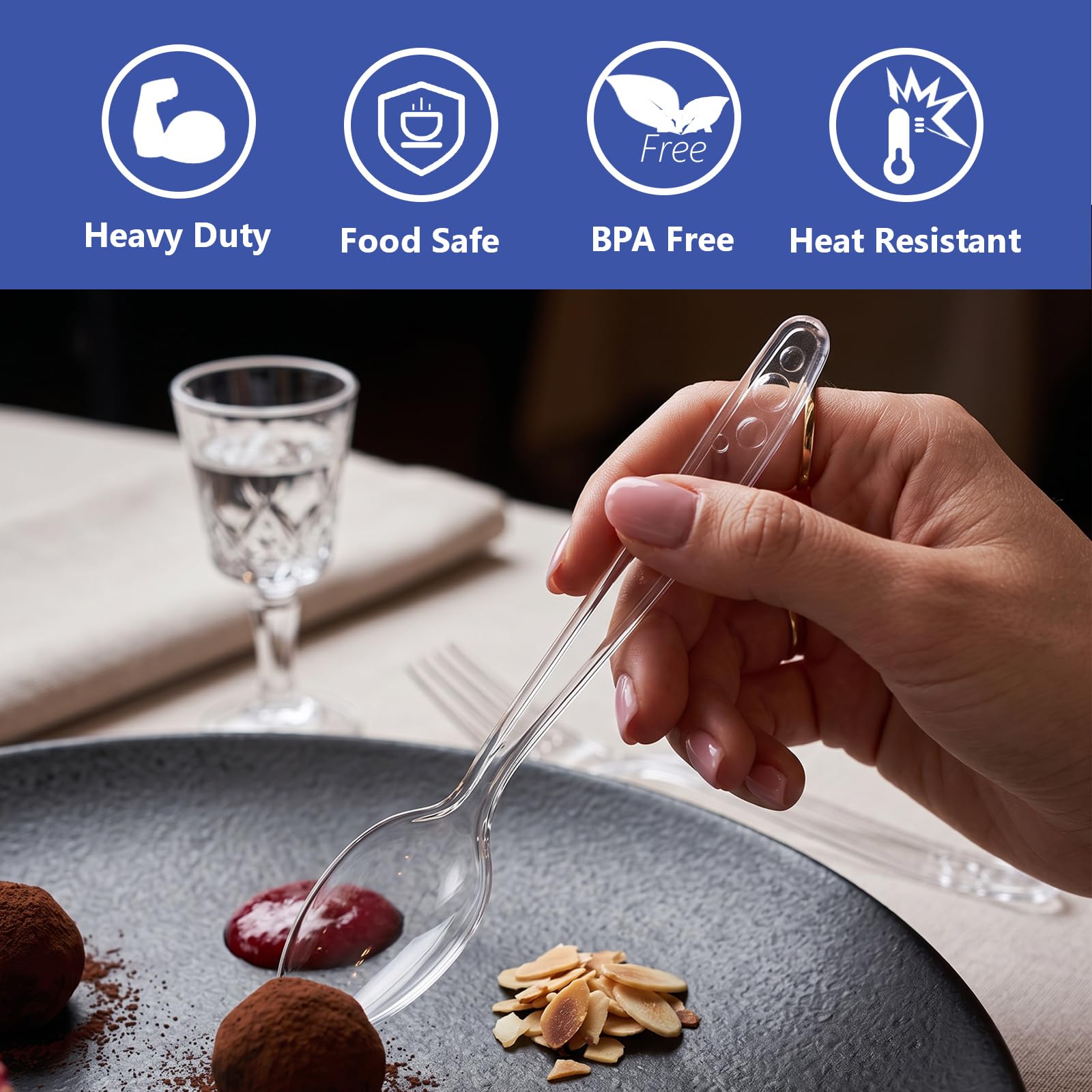 SACATR Disposable Plastic Spoons Heavy Duty BPA-Free


