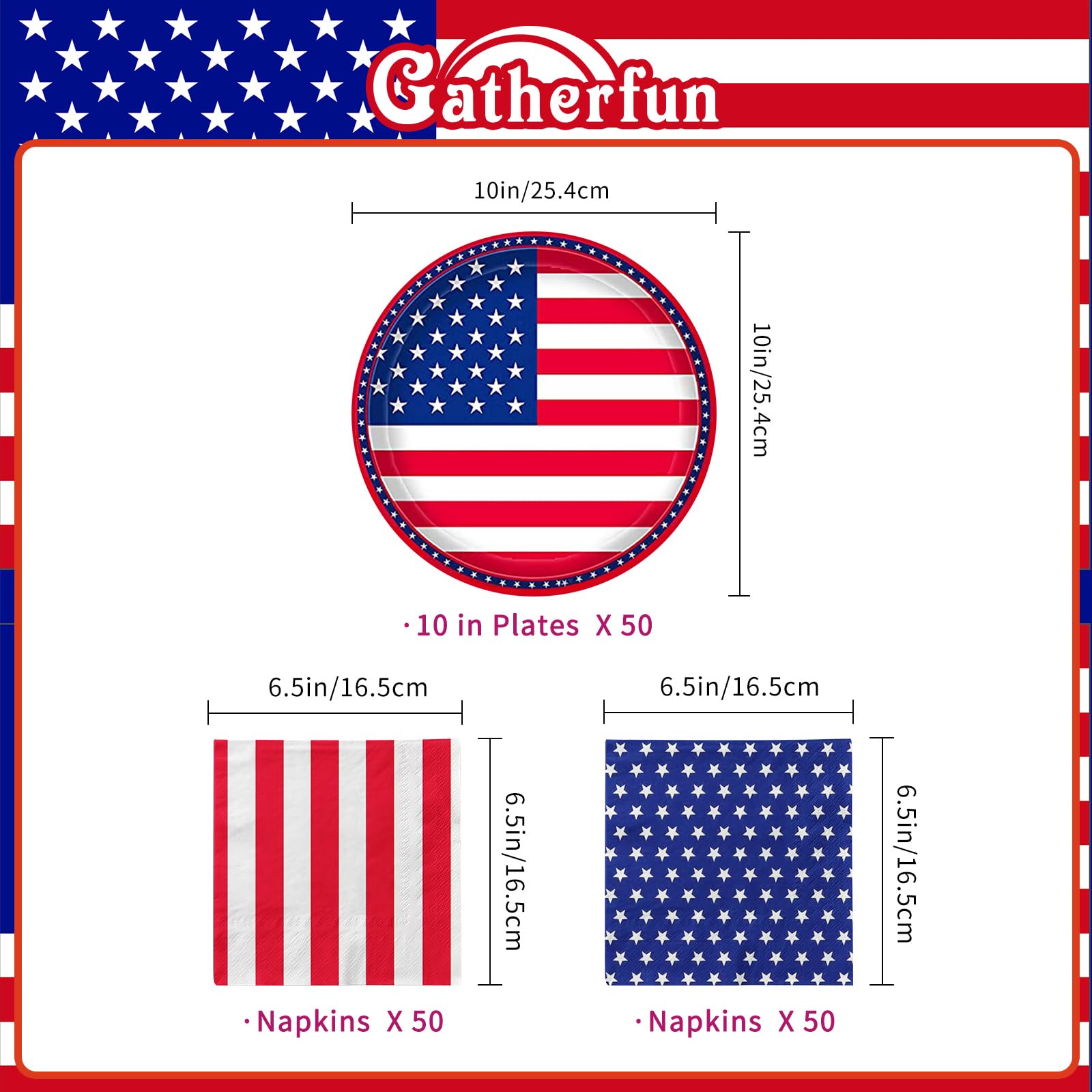 Gatherfun American Flag Plates & Napkins | Patriotic Party

