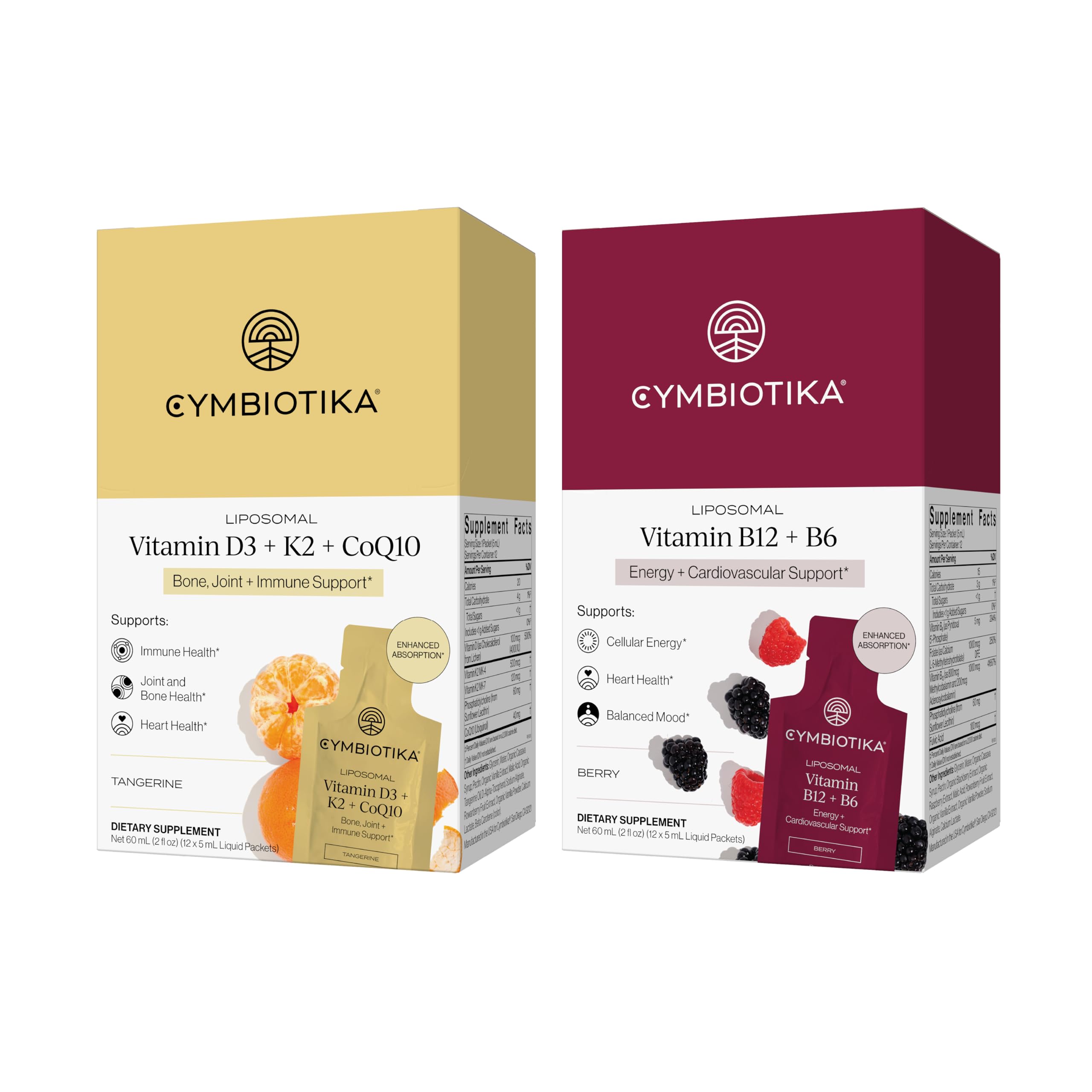 CYMBIOTIKA Liposomal B Vitamins with D3, K2 CoQ10


