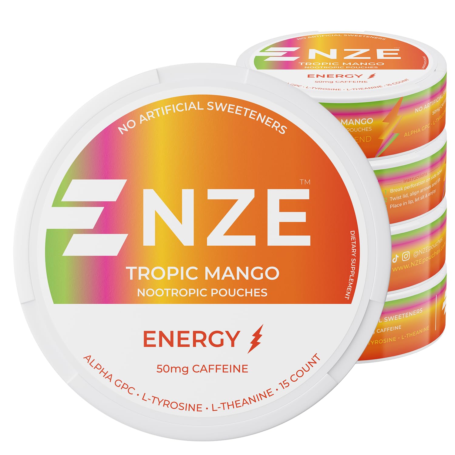 NZE Caffeine Nootropic Pouches - Sugar-Free Energy & Focus
