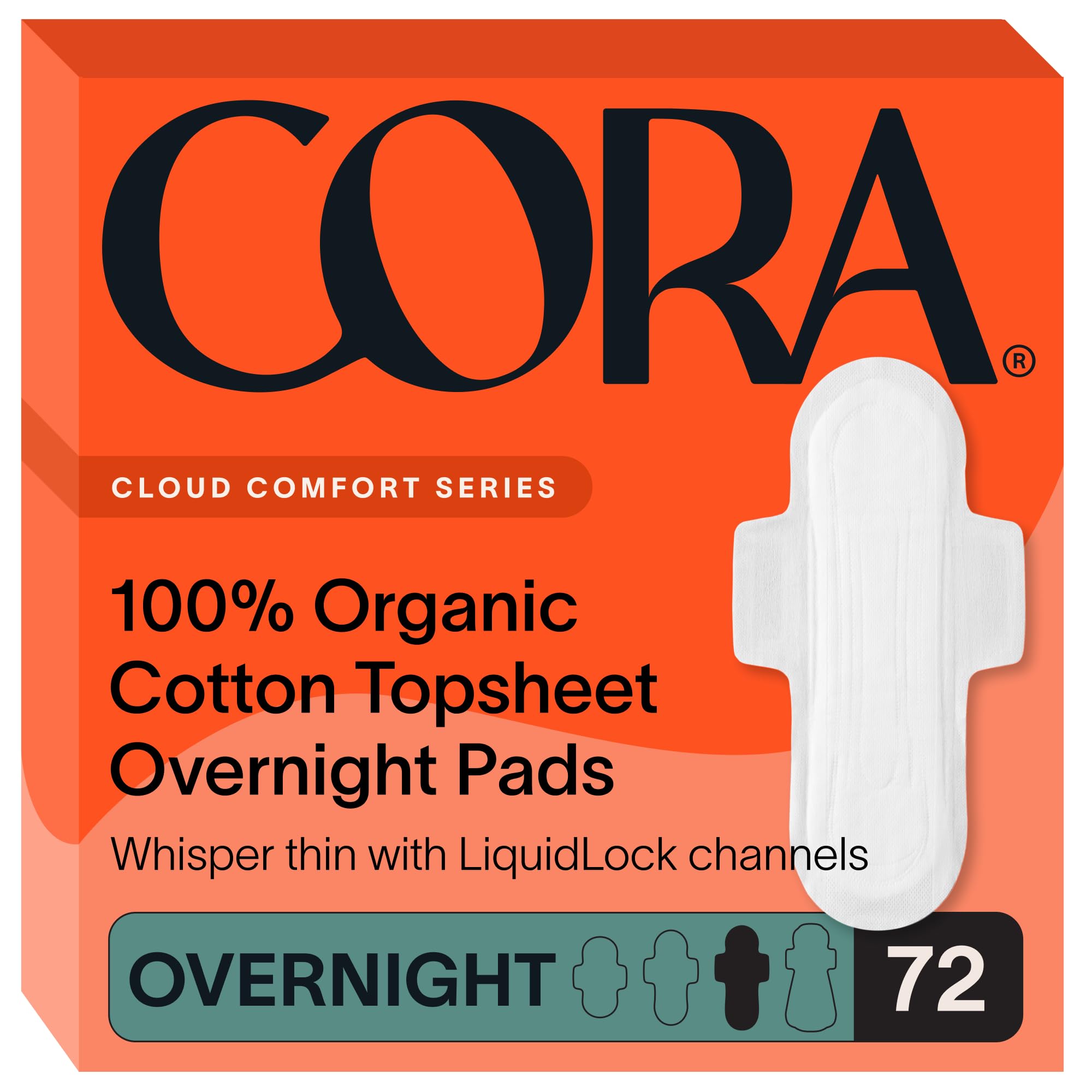 Cora 100% Organic Cotton Topsheet Pads – Overnight Protection