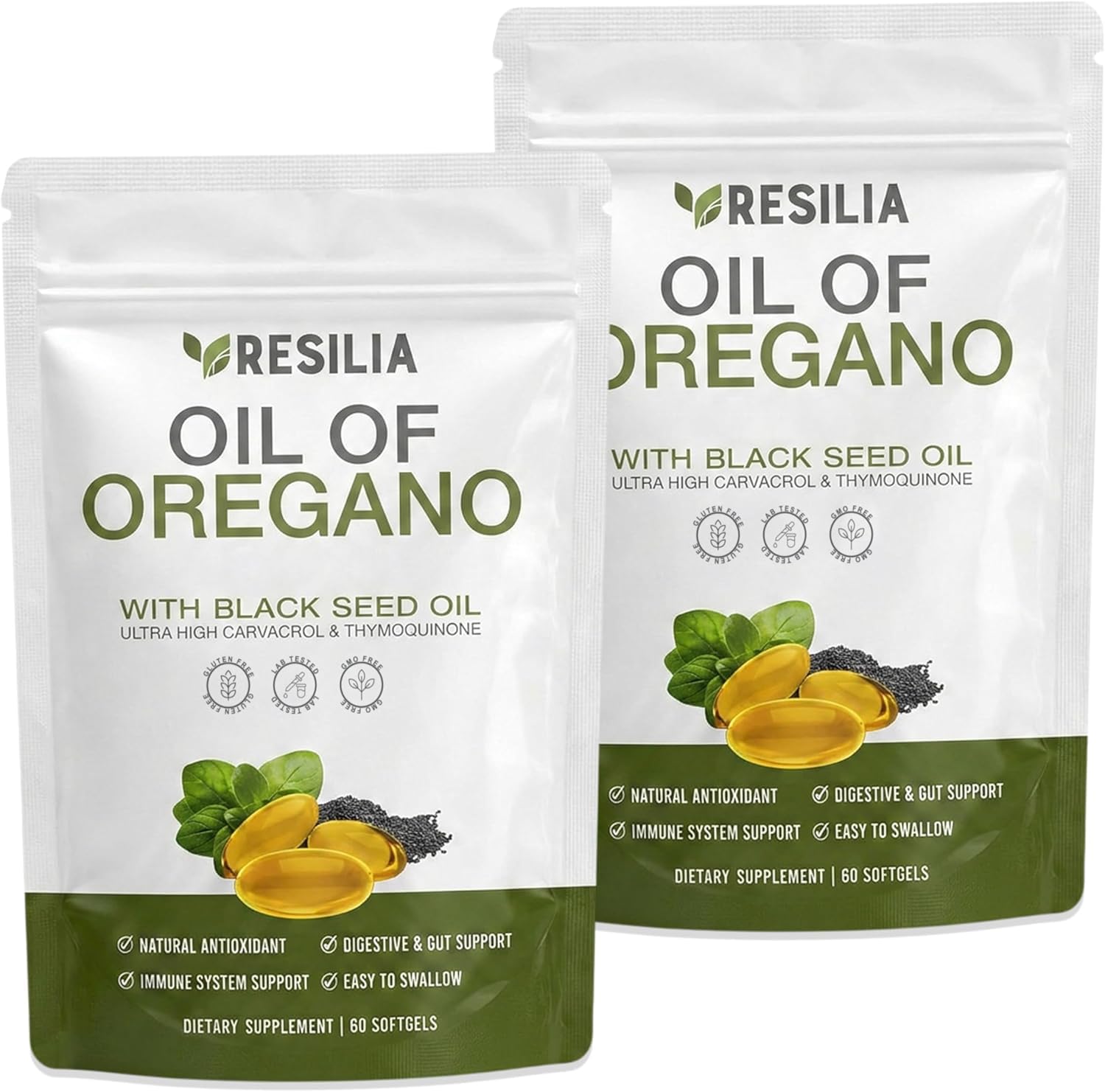 Resilia Softgels with Black Seed Oil – Premium Oregano Oil Capsules for Immune & Digestive Support