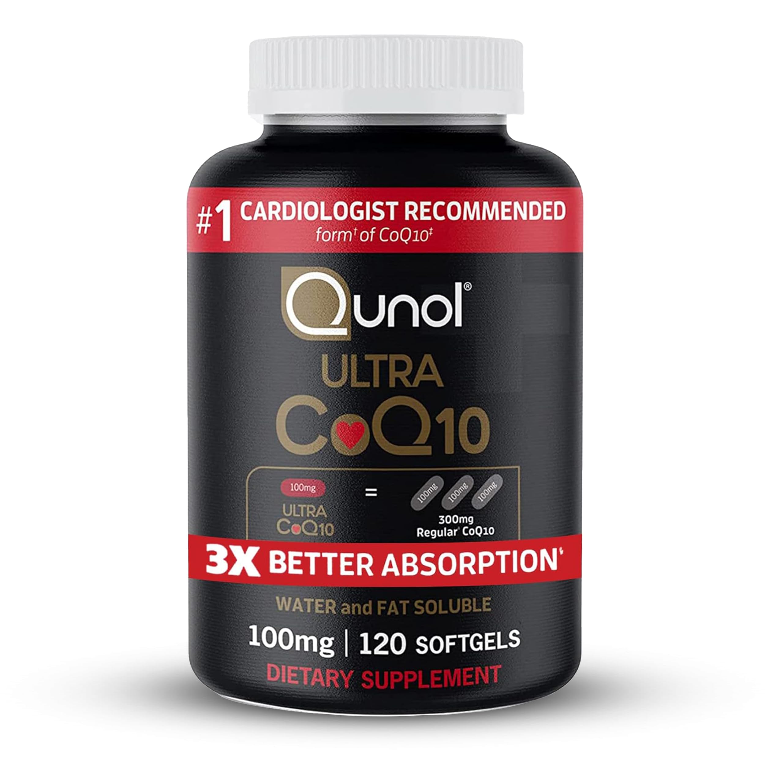 Qunol Ultra CoQ10 Softgels Water- and Fat-Soluble Antioxidant


