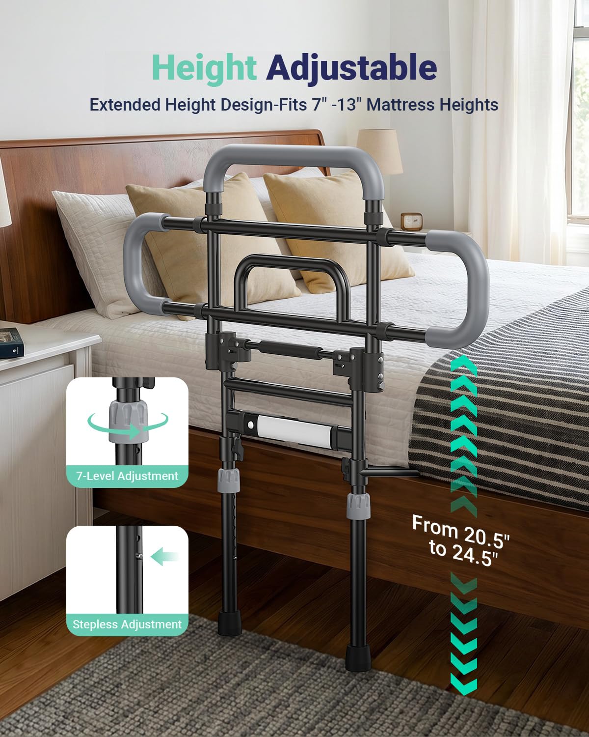 Bed Rails for Elderly Foldable with Adjustable Height

