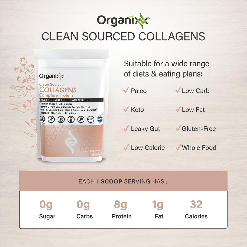 Organixx Clean Sourced Collagen Peptides with Vitamin C

