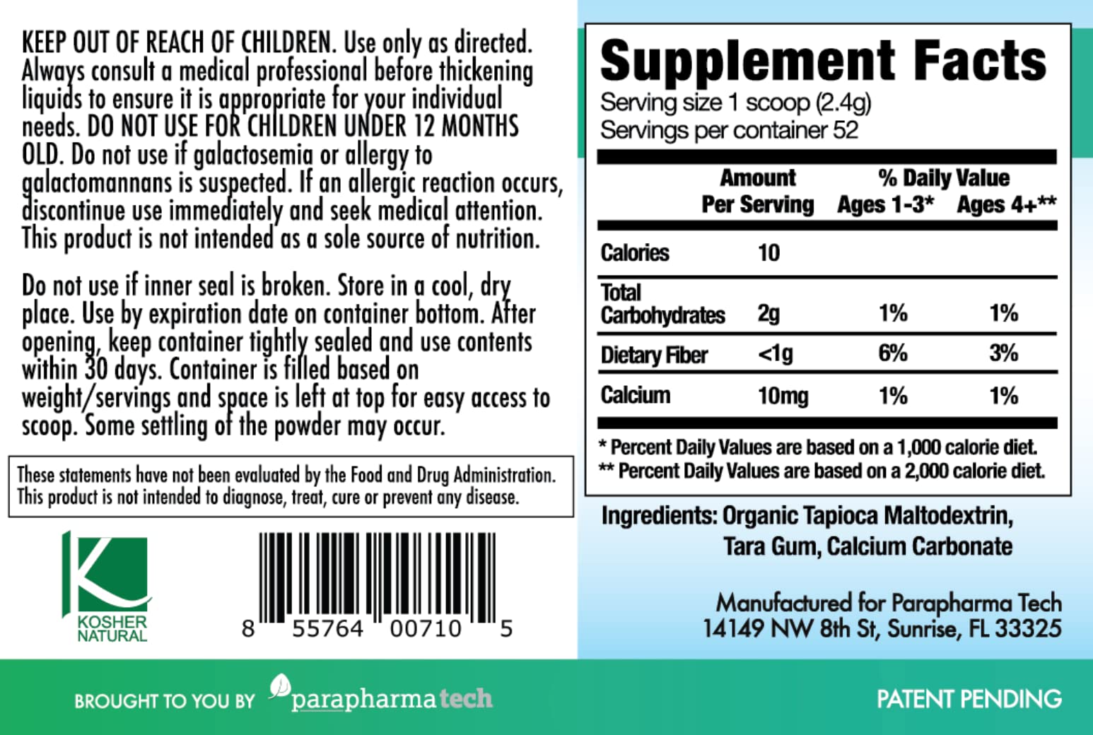 Purathick Natural Thickener for Dysphagia - Thickens Liquids

