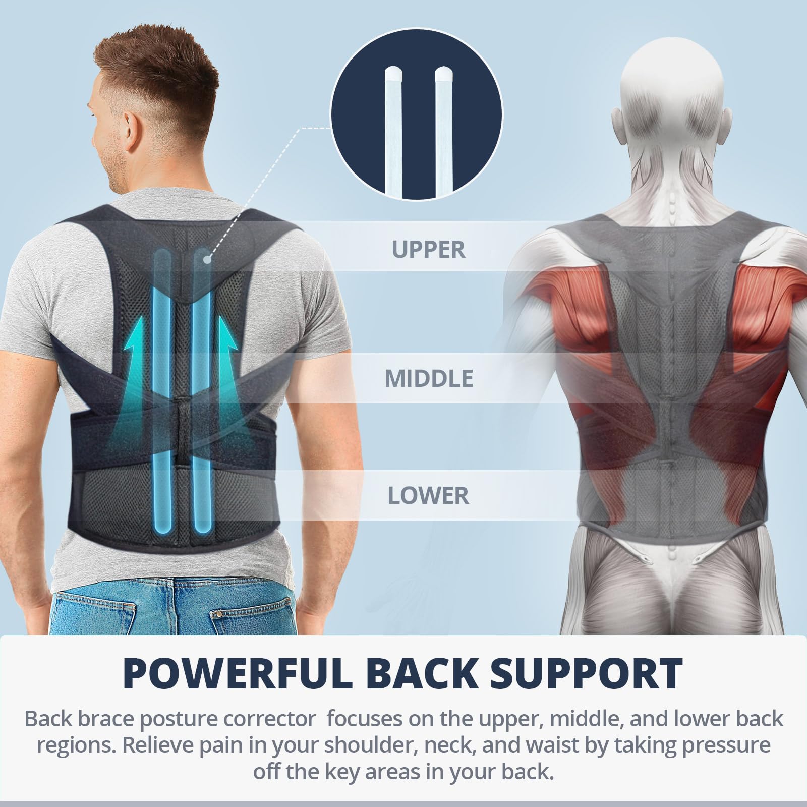 Back Brace Posture Corrector for Men and Women Lumbar Support


