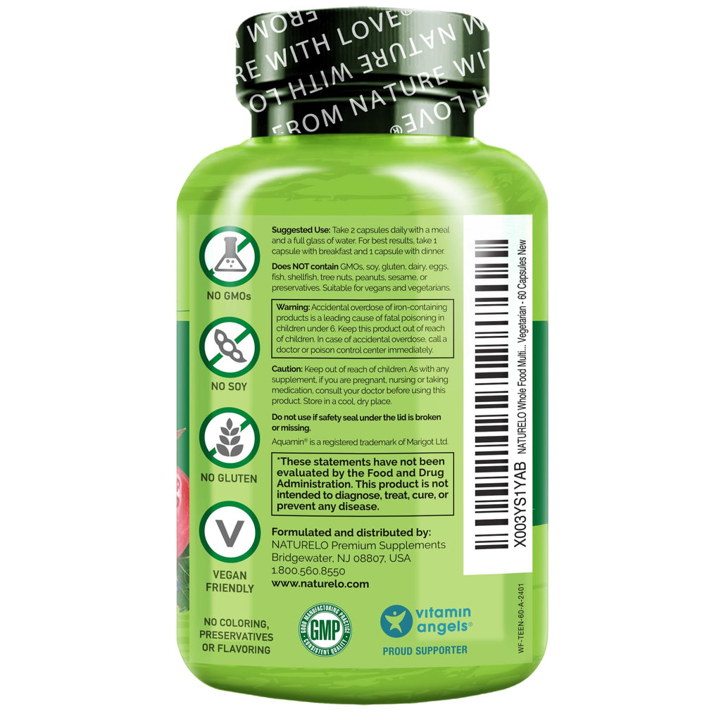 NATURELO Teen Multivitamin for Girls & Boys | Plant-Based

