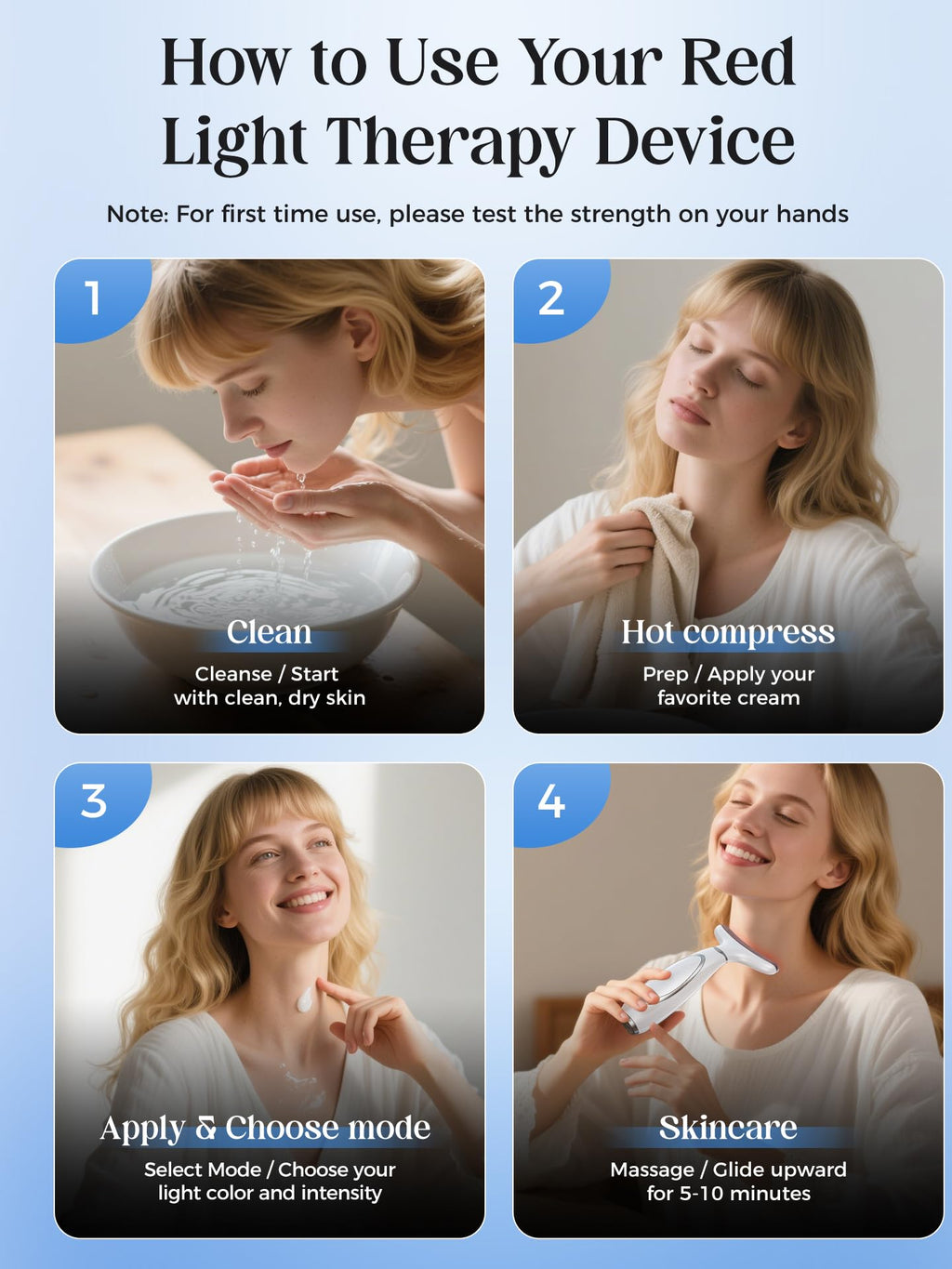 LED Light Therapy Face & Neck Massager - Heat & Vibration

