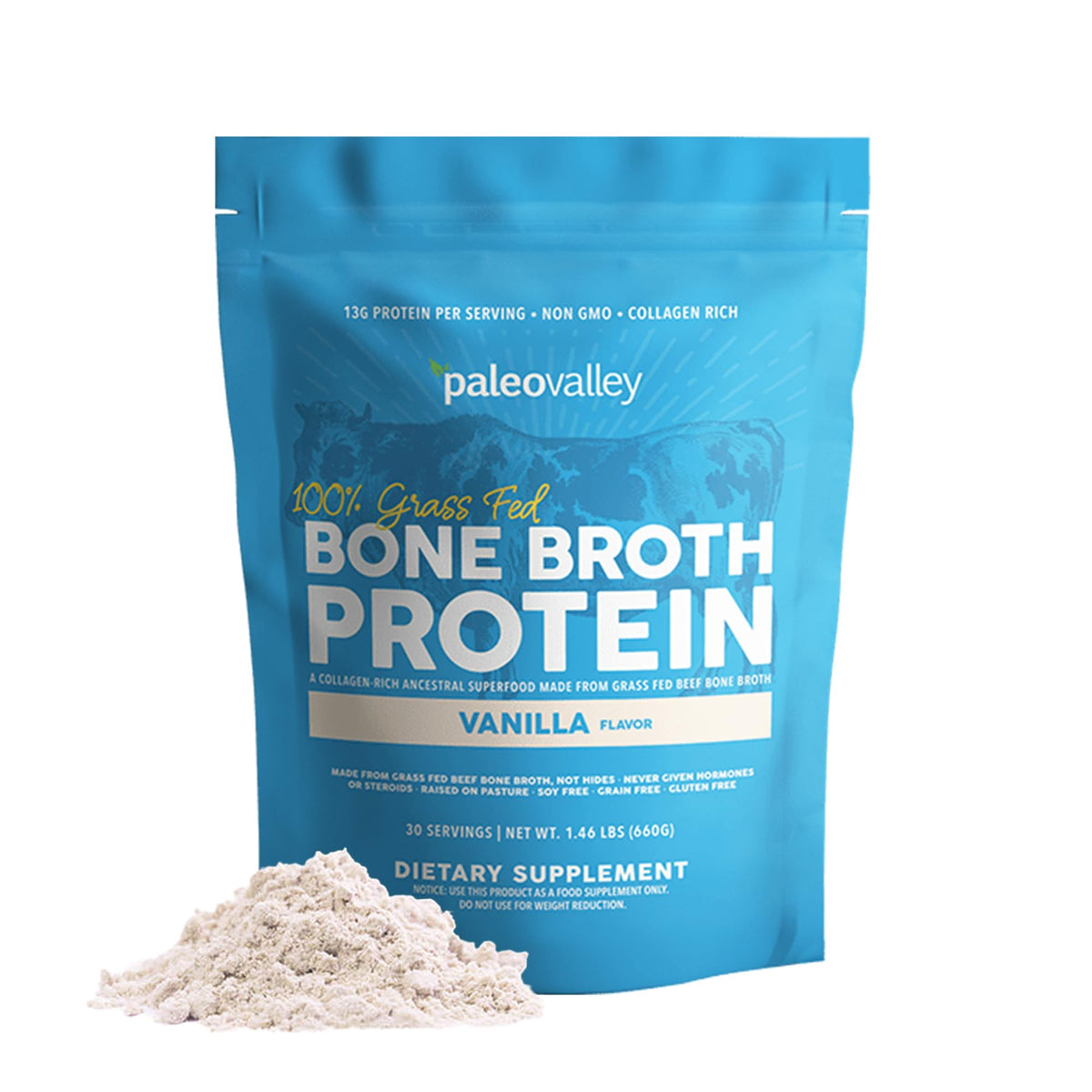 Paleovalley Grass-Fed Beef Bone Broth Protein Powder