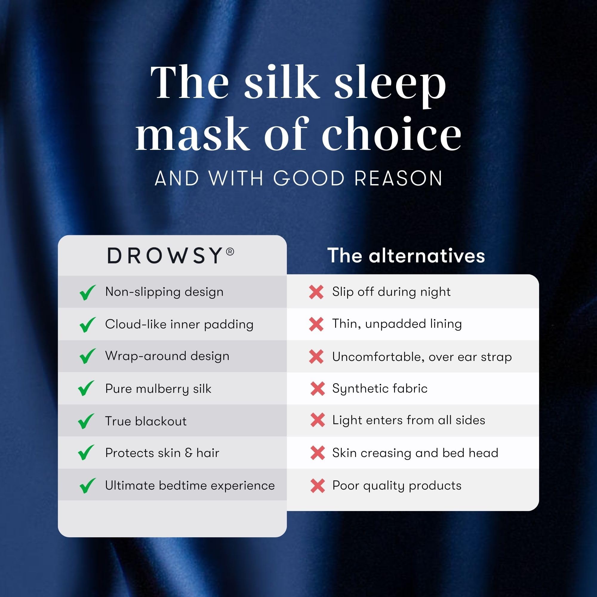 DROWSY Silk Sleep Mask - Luxurious Mulberry Silk

