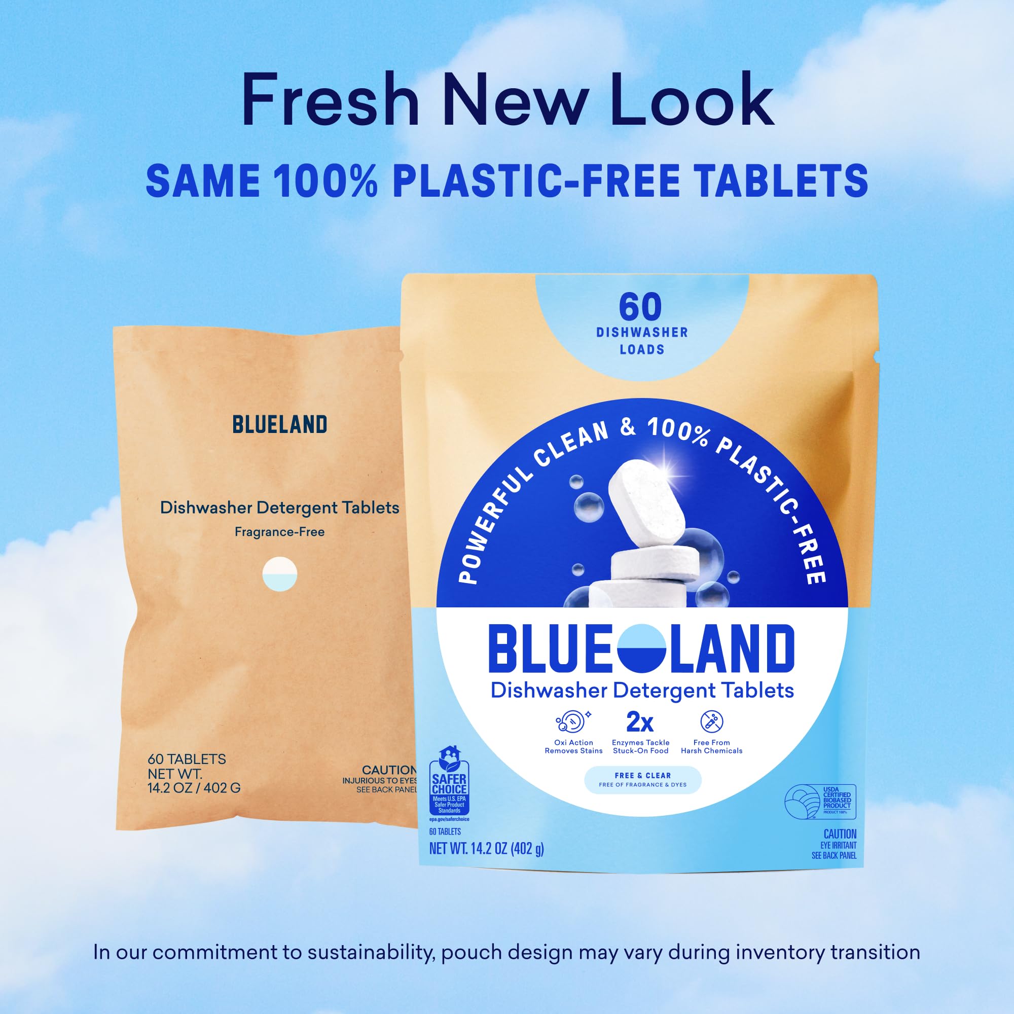 BLUELAND Plastic-Free Dishwasher Detergent Tablets

