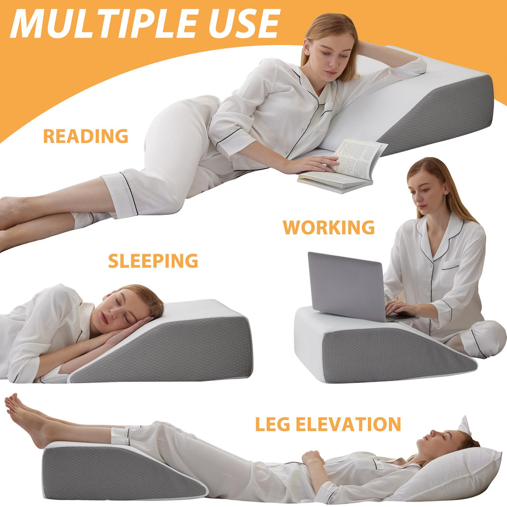 Bedluxe Leg Elevation Pillow Memory Foam Top for Leg Support

