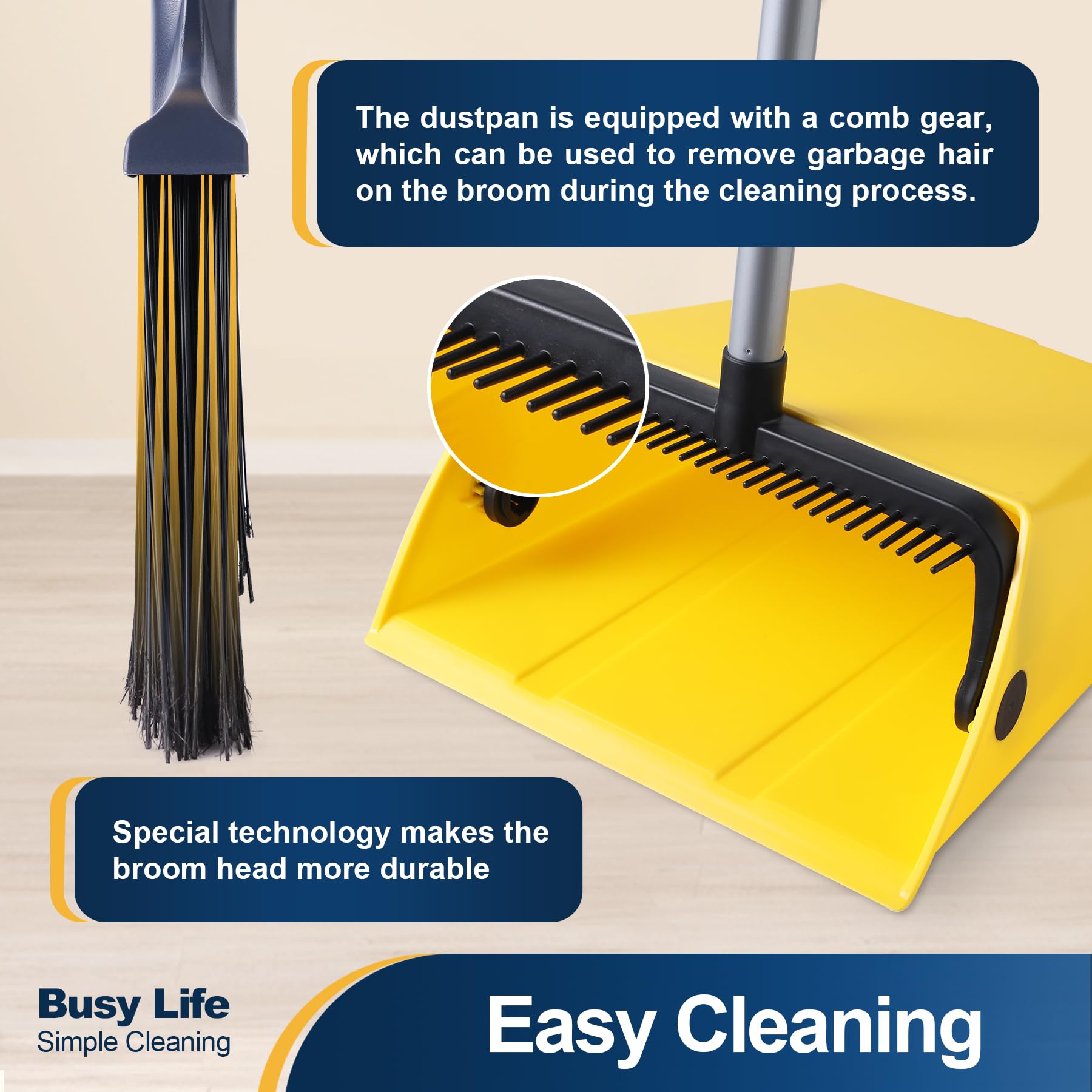 Yocada Broom and Dustpan Set | Indoor Outdoor Cleaning

