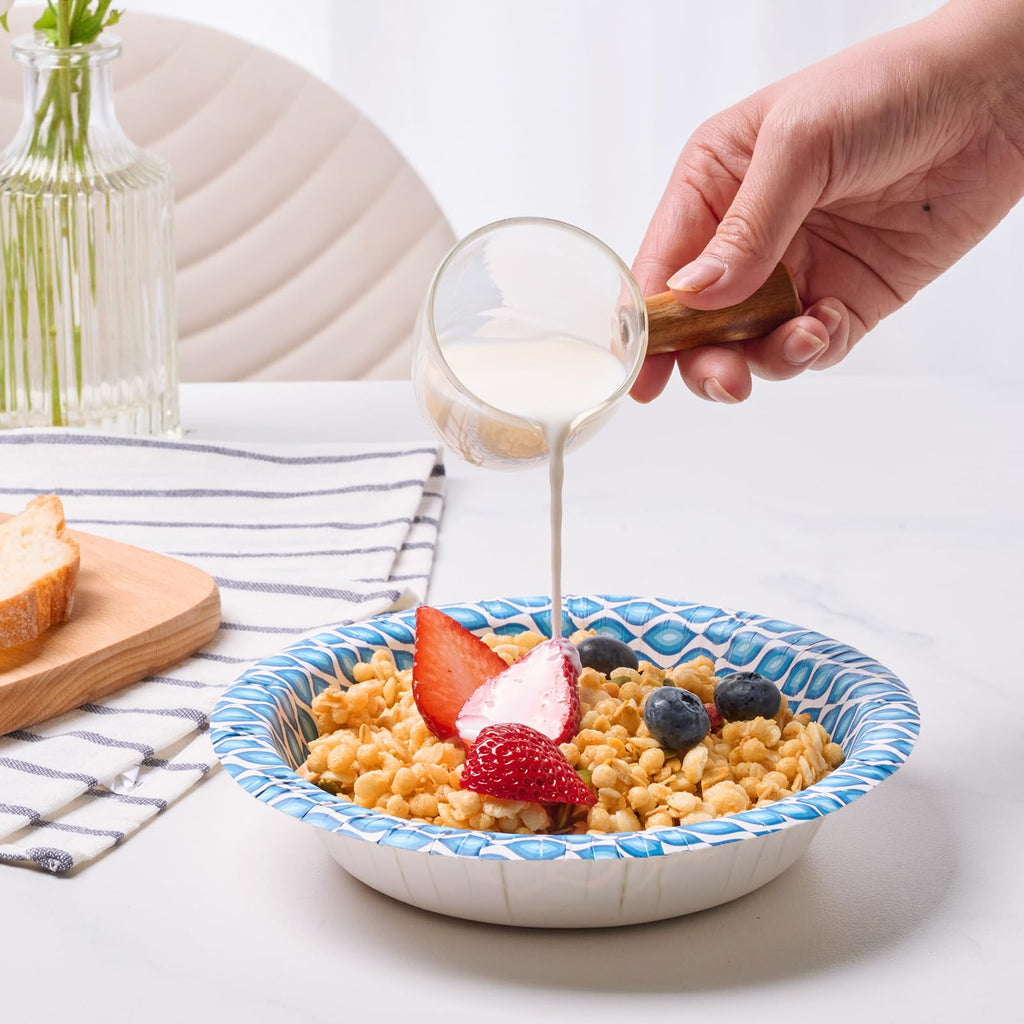 MUCHII Disposable Paper Bowls Bulk - Soak-Proof & Printed

