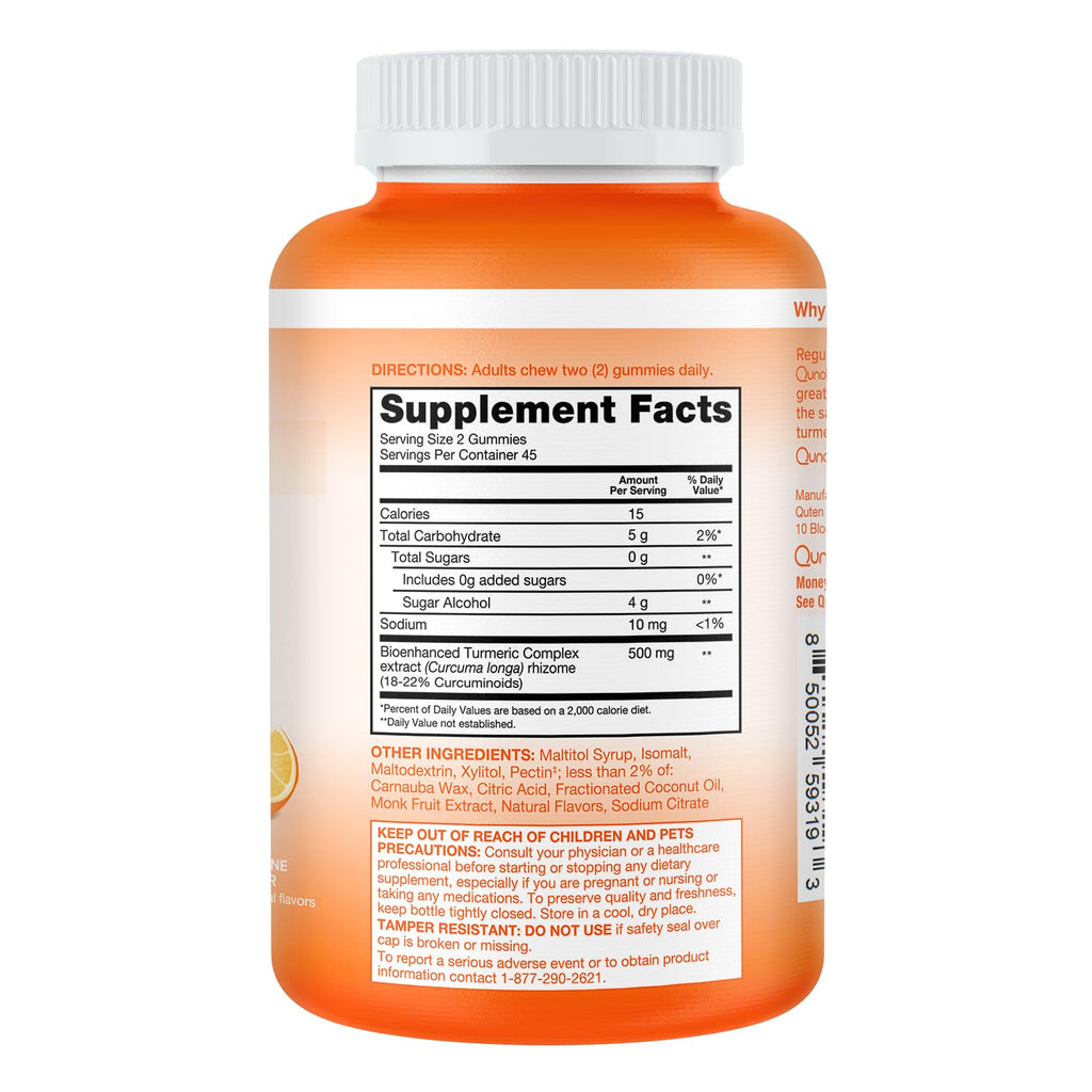 Qunol Zero Sugar Turmeric Gummies Curcumin | Joint Support

