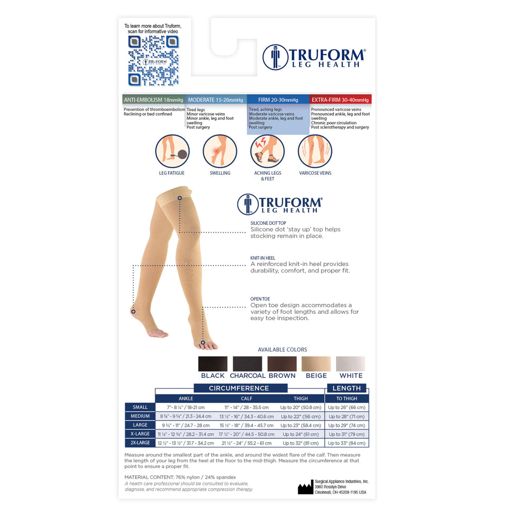 Truform 20-30 mmHg Unisex Thigh-High Compression Stockings

