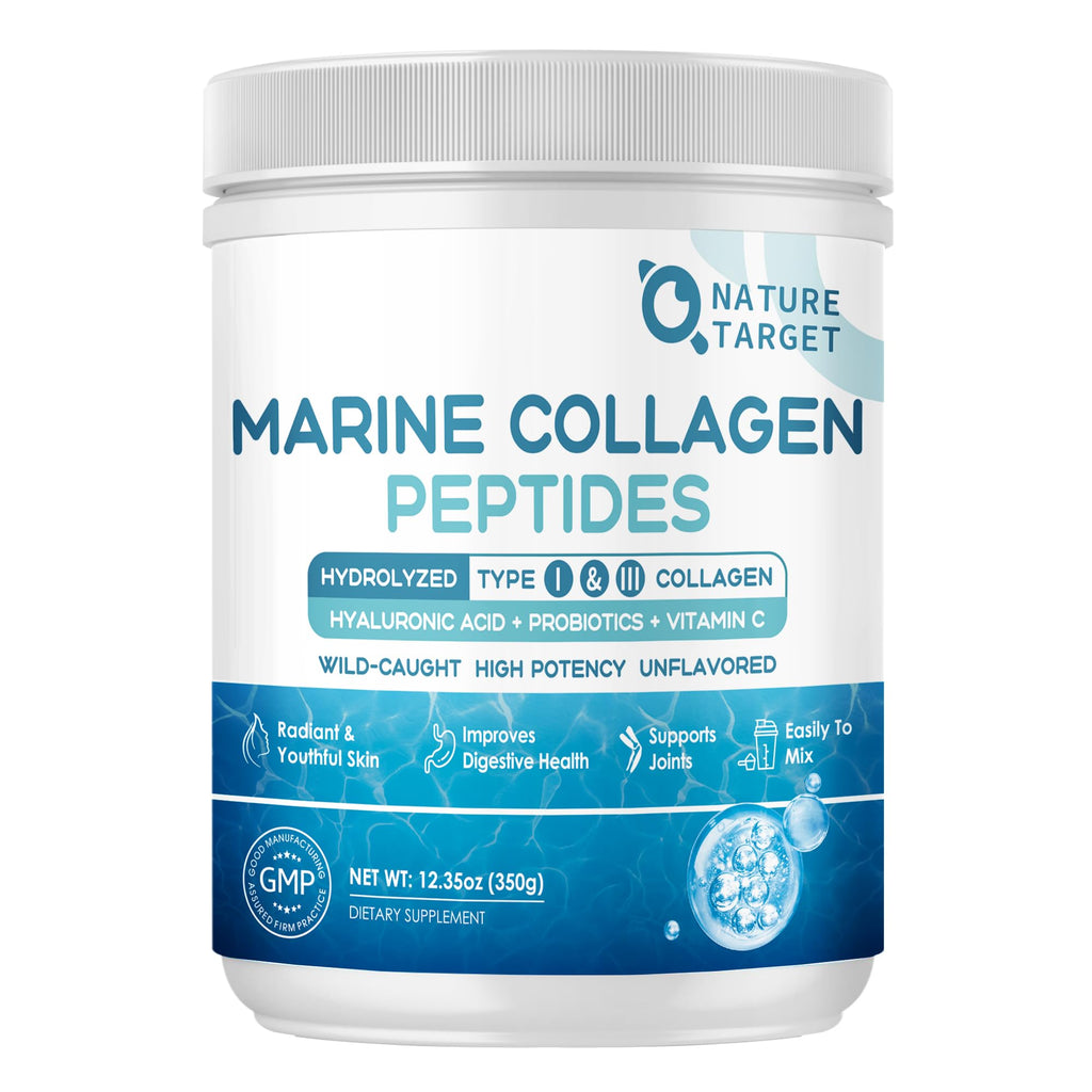 Nature Target Marine Collagen Peptides Powder - Type I & III with Probiotics and Vitamin C