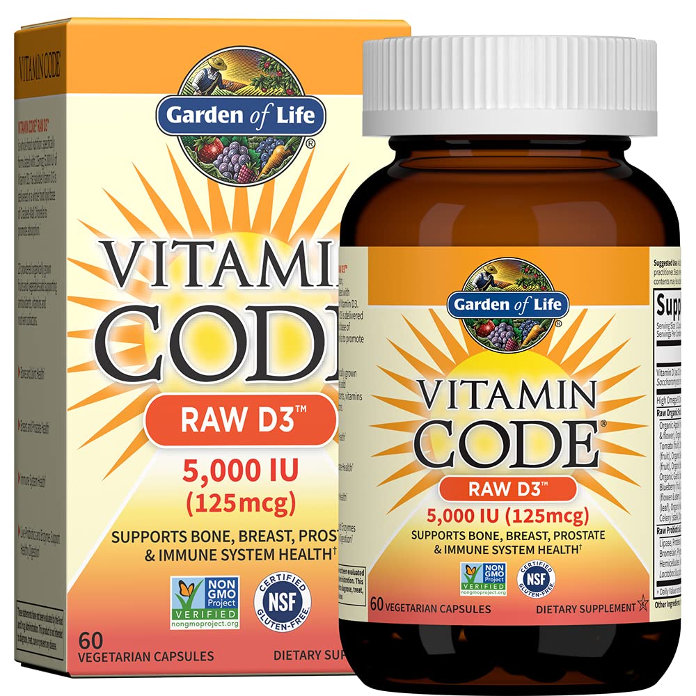 Vitamin D3 Garden of Life 5000 IU Raw Whole Food Supplement

