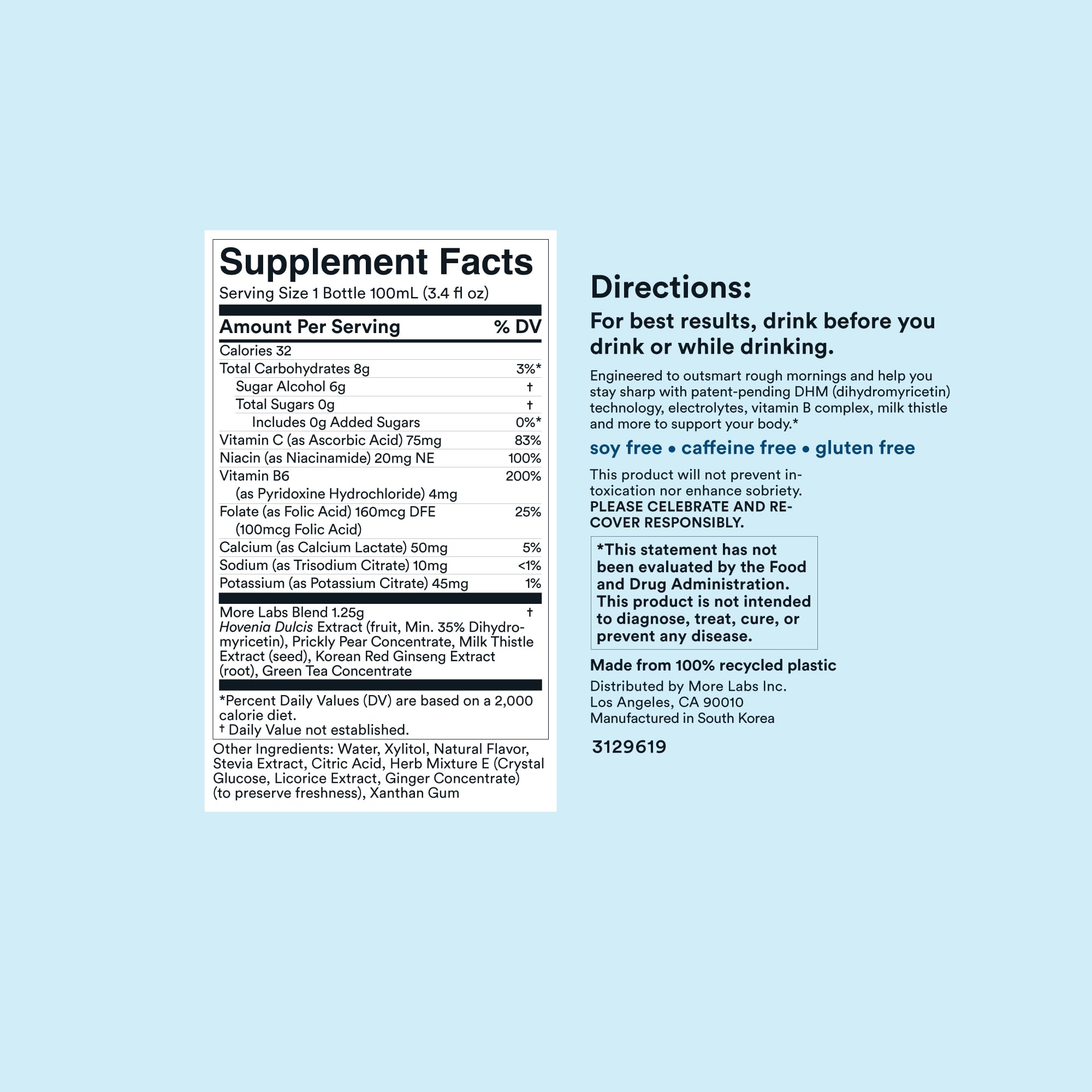 Morning Recovery DHM Electrolyte Drink | Hydration Support

