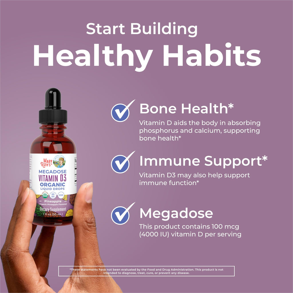 MaryRuth's Vitamin D3 Liquid Drops Megadose - Vegan Non-GMO

