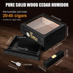 Tesonway Cedar Cigar Humidor with Glass Top

