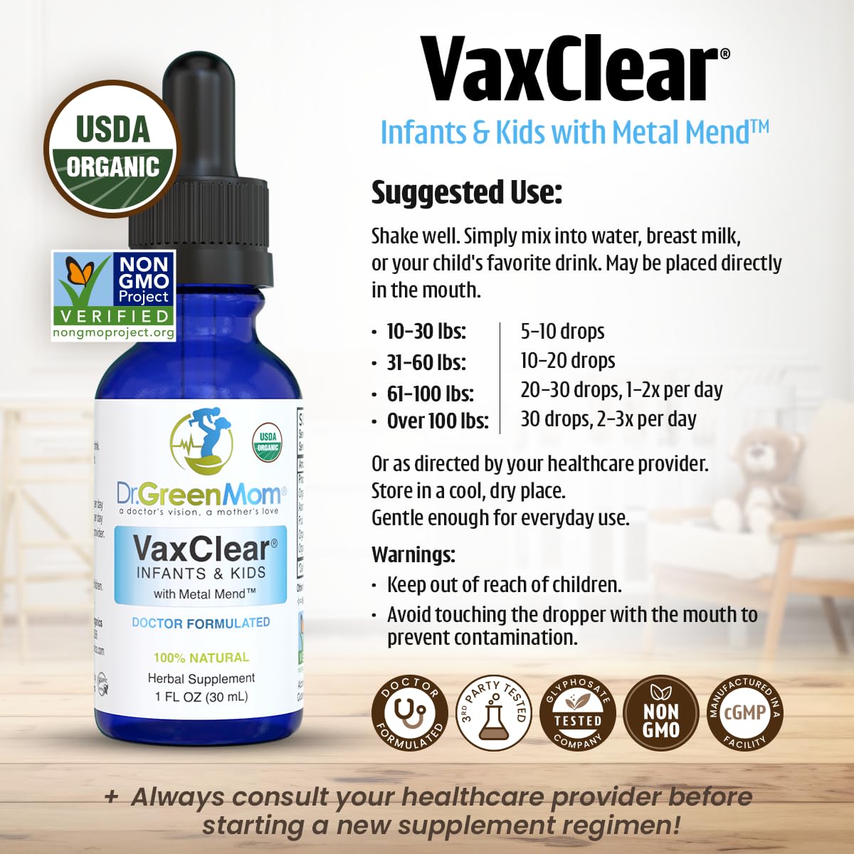 Dr. Green Mom Organic Detox Drops for Kids | Gentle

