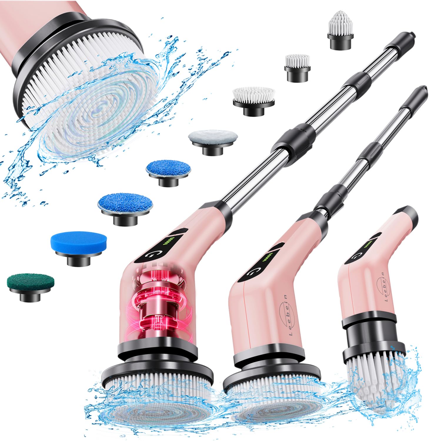 Leebein Electric Spin Scrubber Cordless Cleaning Brush with 8 Replaceable Heads