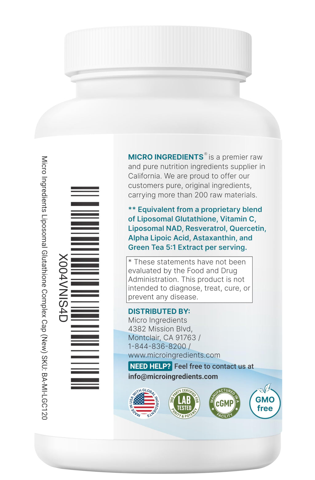 Micro Ingredients Liposomal Glutathione NAD Vitamin C

