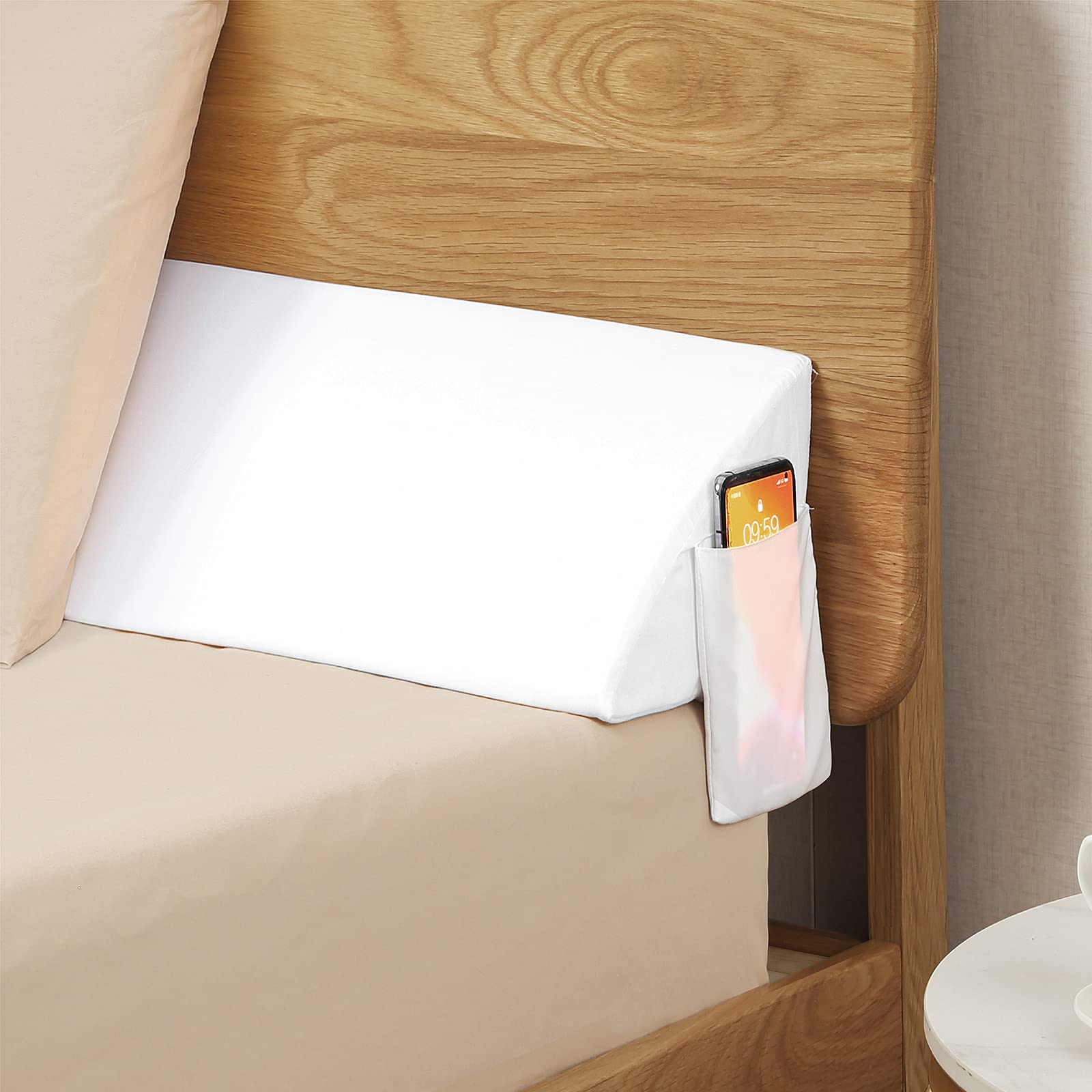 Vekkia Bed Wedge Pillow for Headboard Gap Filler Pockets


