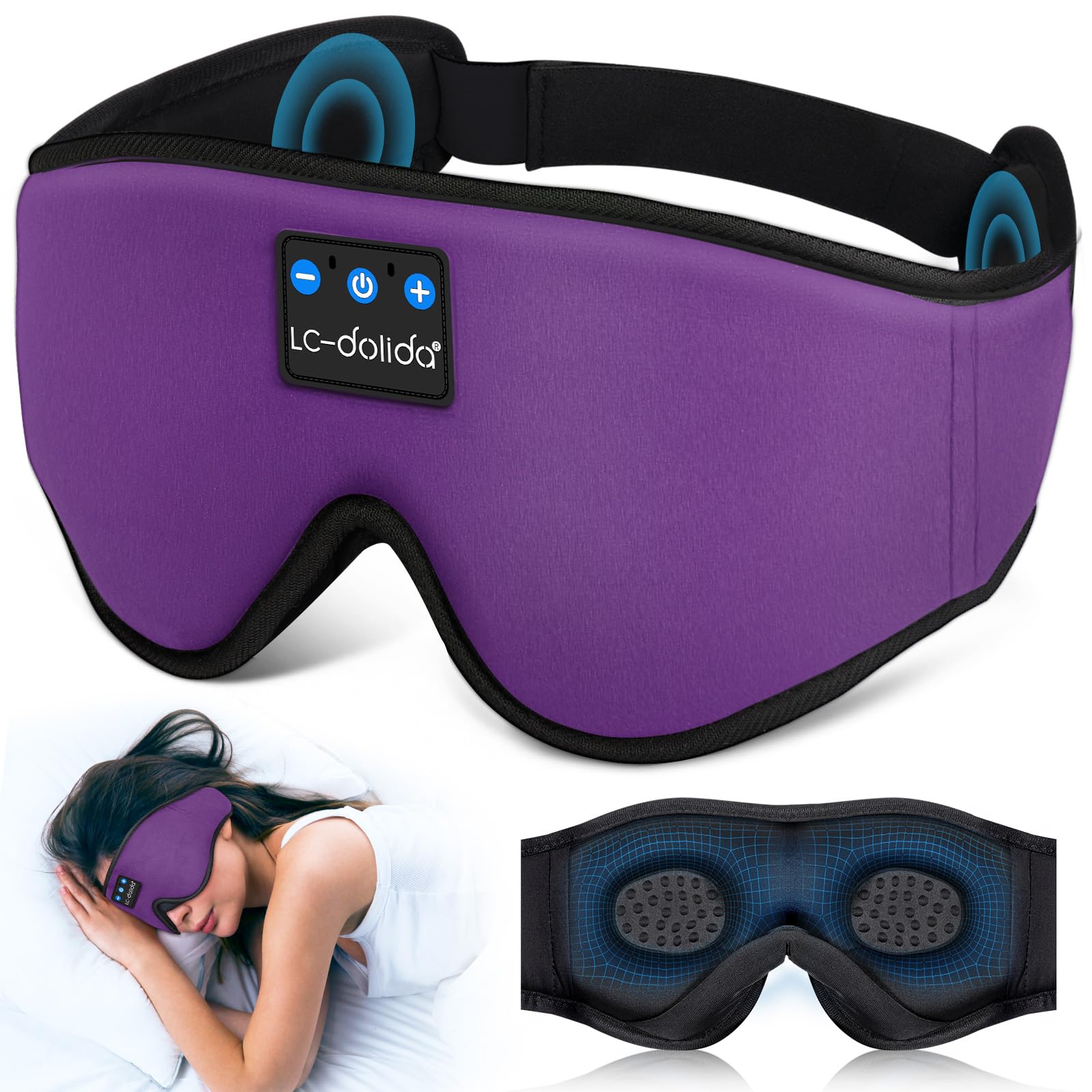 LC-dolida Sleep Headphones Eye Mask with Bluetooth Audio
