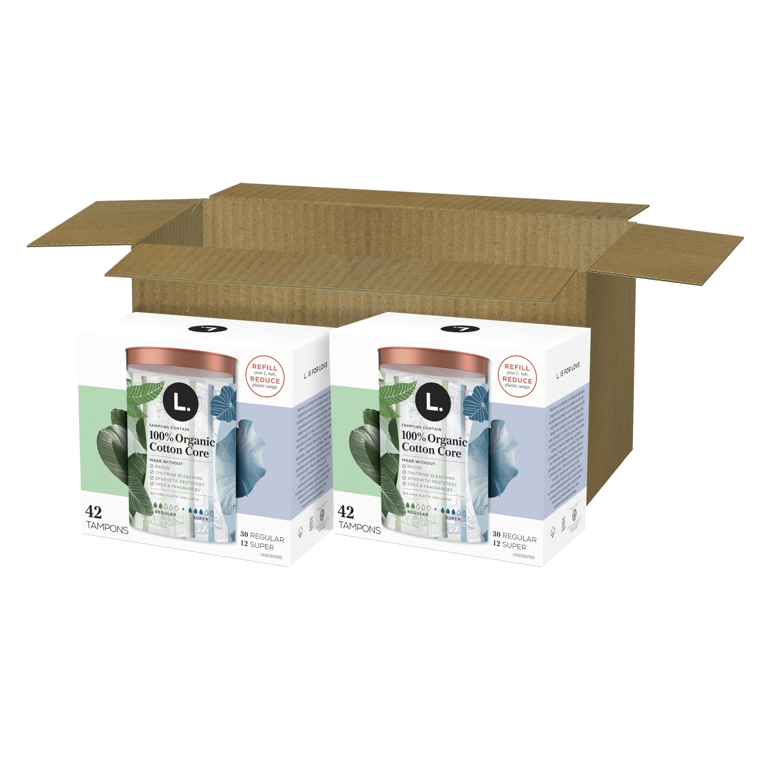 L. Tampons with Organic Cotton Core – BPA-Free Applicator

