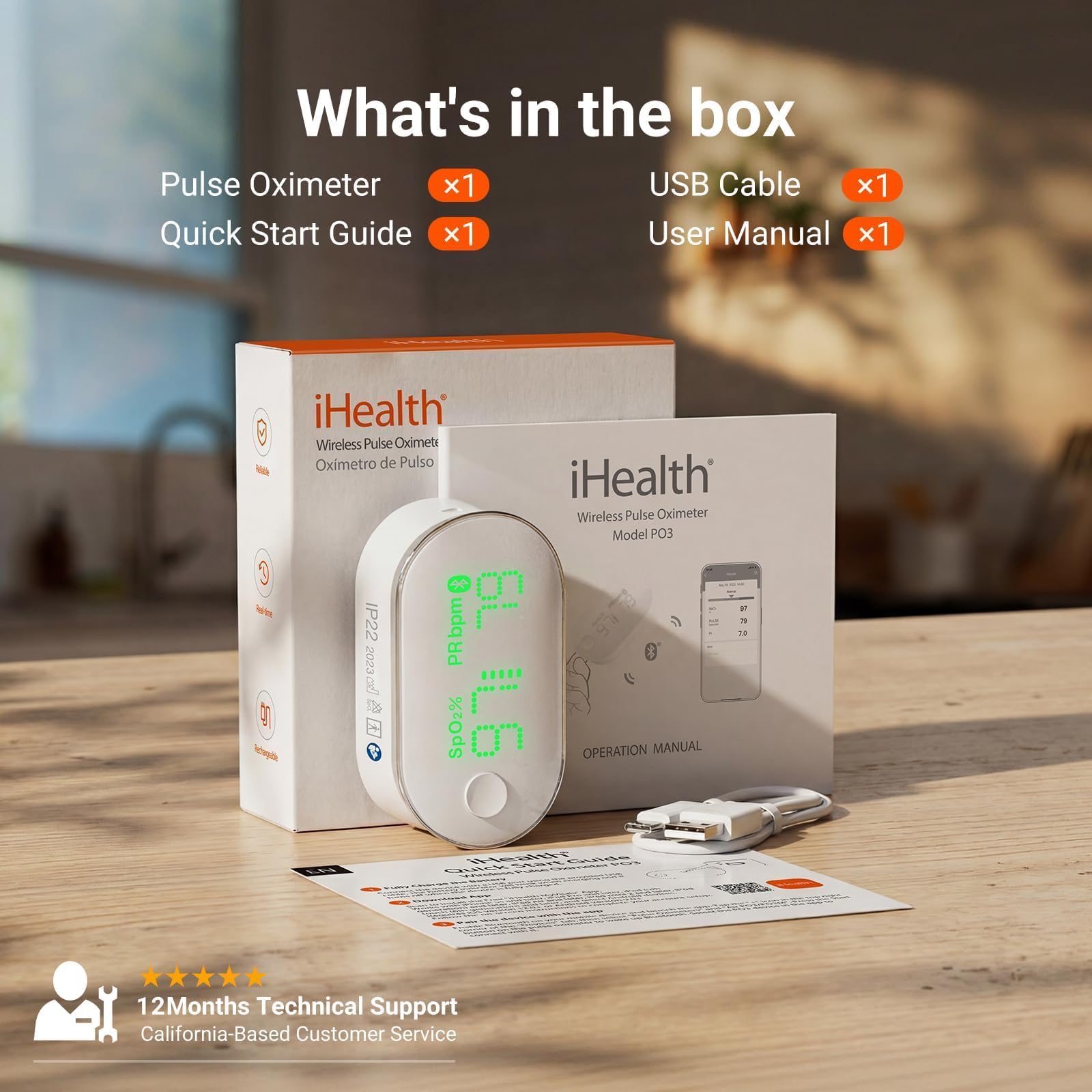 iHealth Rechargeable Pulse Oximeter with Bluetooth

